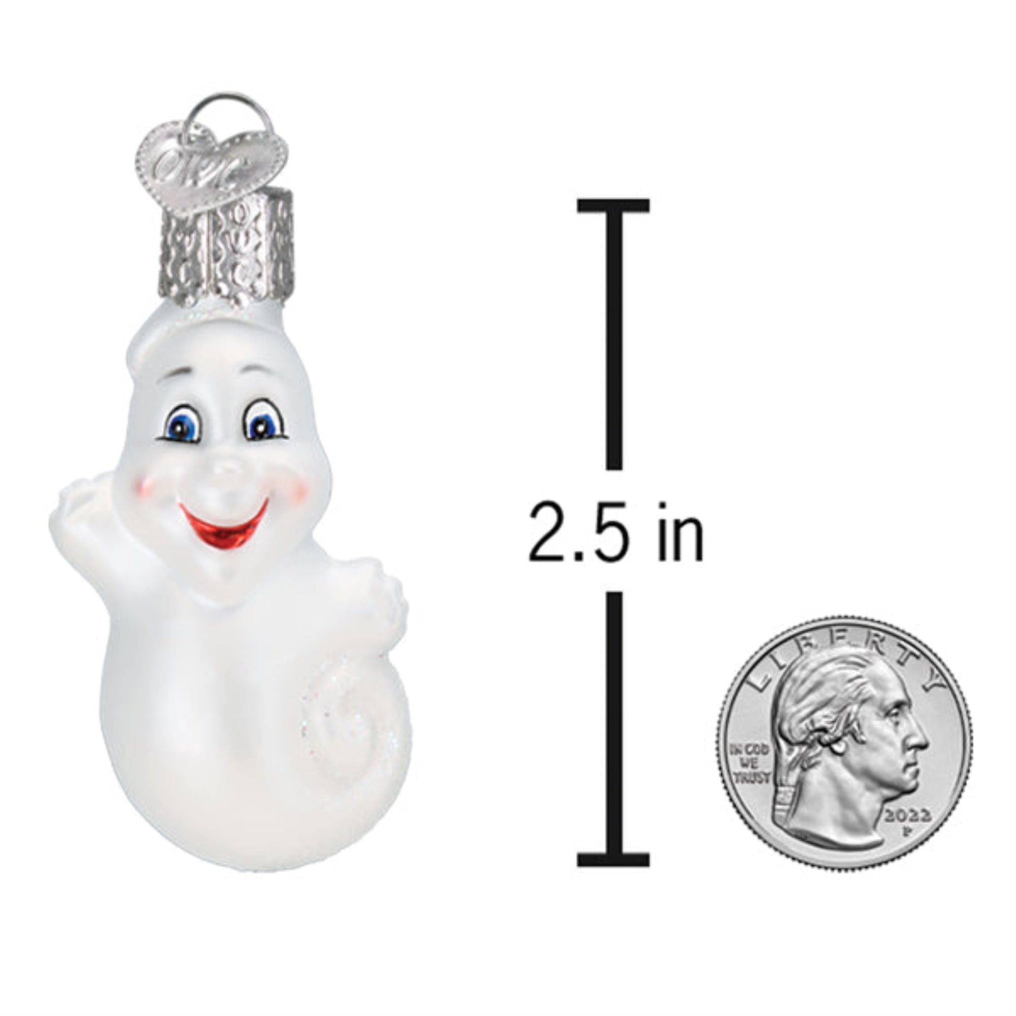 Old World Christmas Blown Glass Hanging Ornament for Halloween, Mini Ghost (with OWC Gift Box)