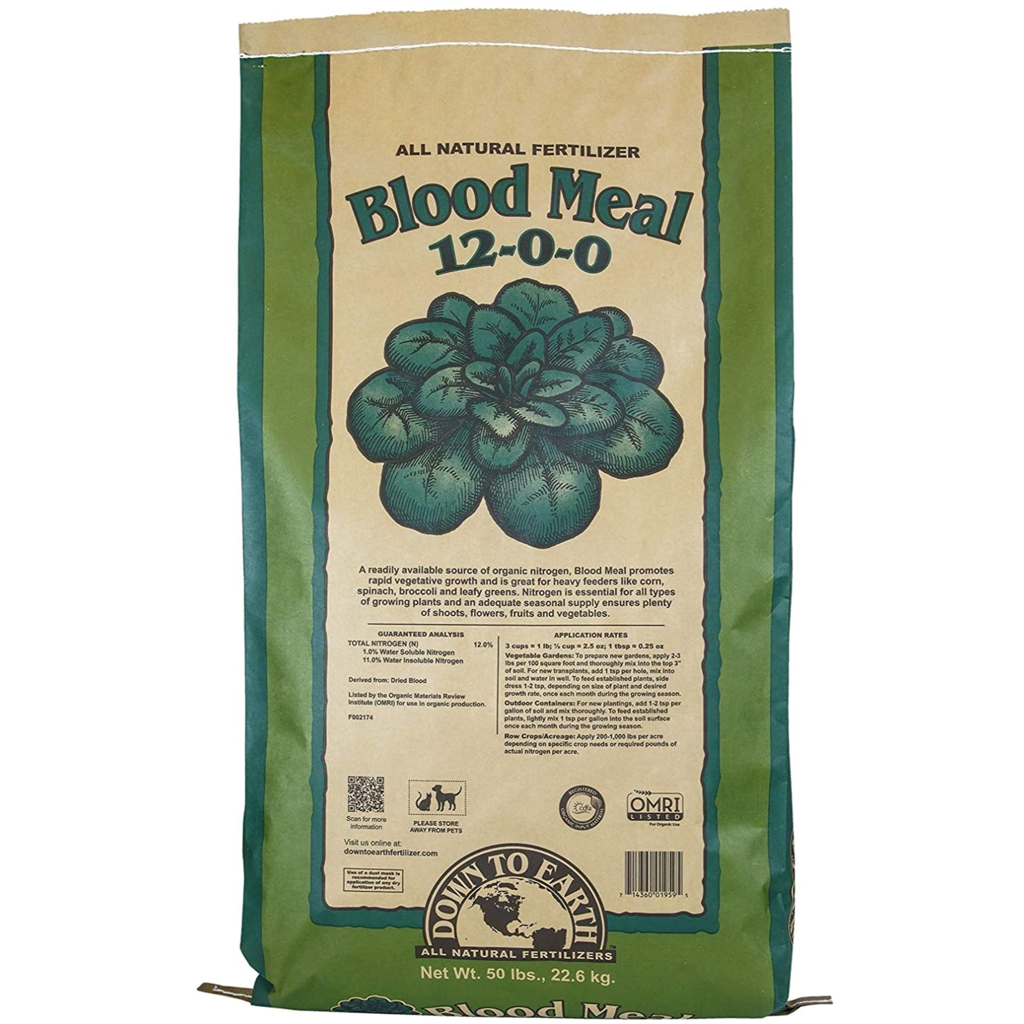 Down to Earth Organic Blood Meal Fertilizer Mix, 12-0-0