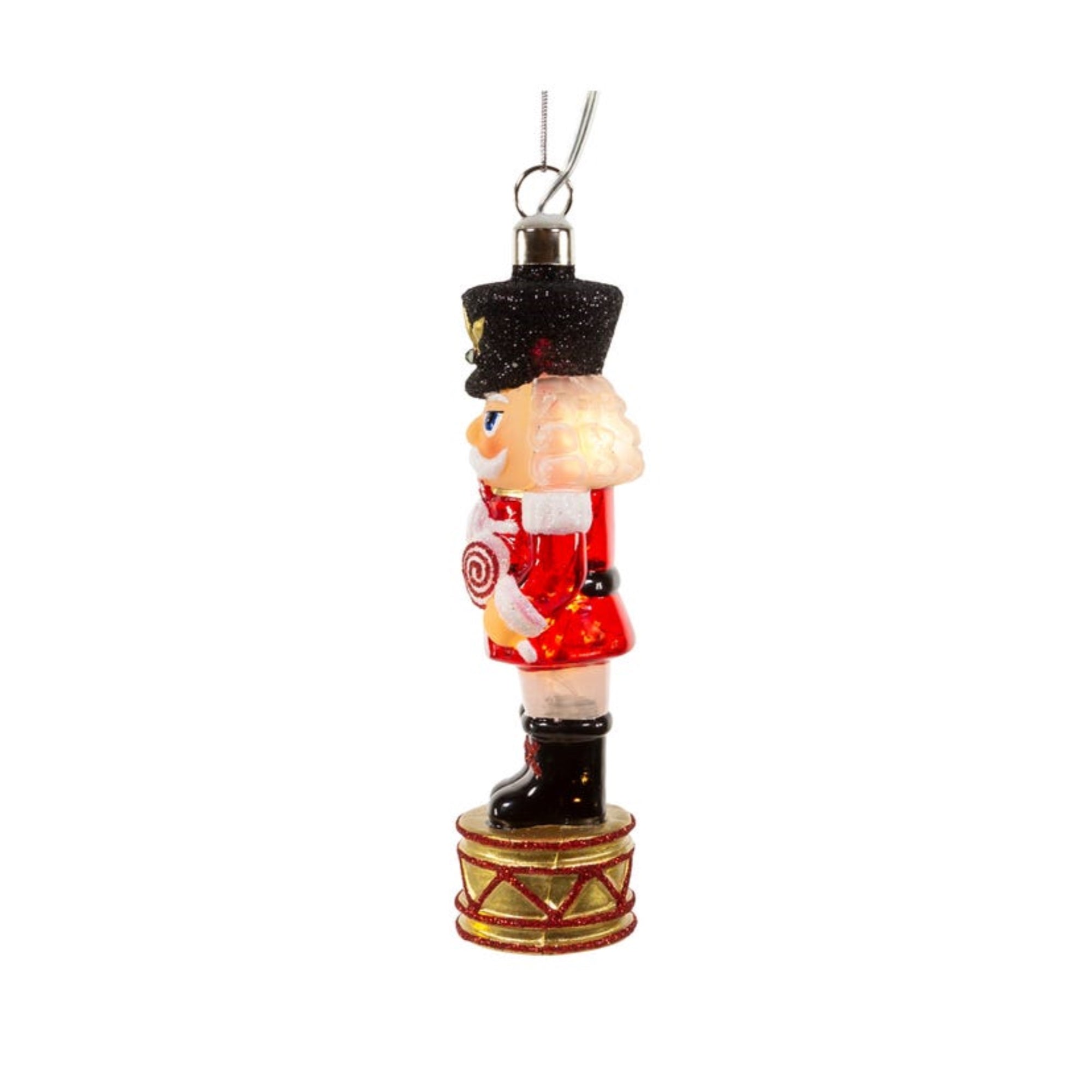 Kurt Adler Pre-lit Hanging Glass Ornament, Warm White LED's, Nutcracker