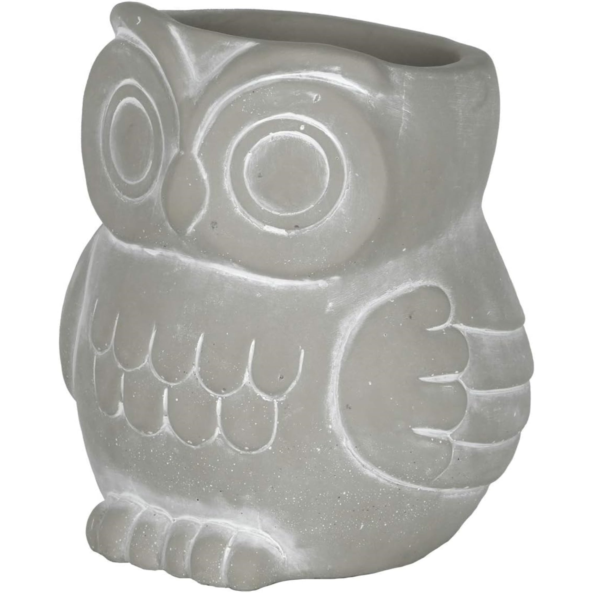 Classic Home and Garden Cement Buddies Indoor/Outdoor Planter with Drainage Hole, Owl