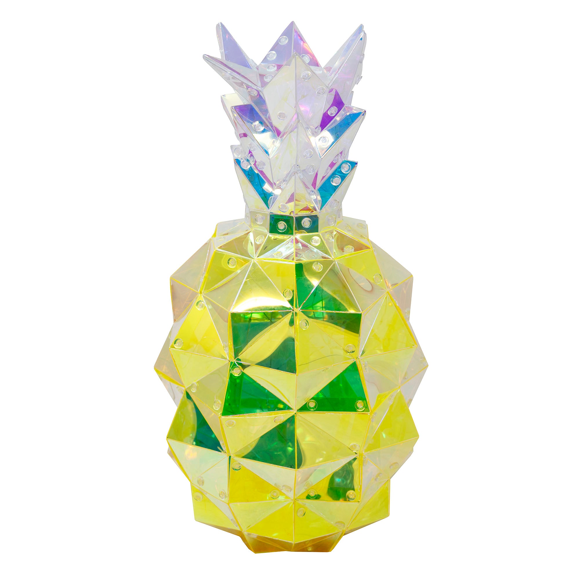 Kurt Adler Pre-Lit Cool White LED Holographic Iridescent Pineapple, 13.78in