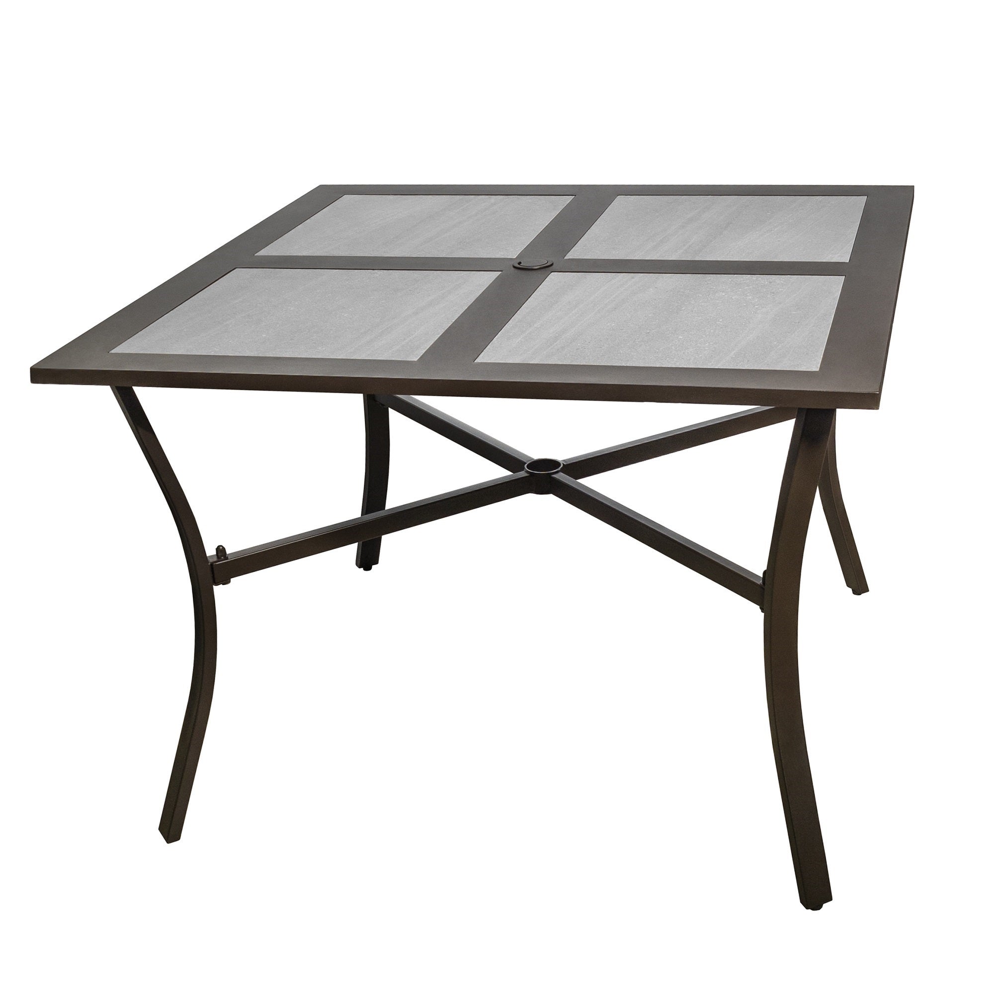 Garden Elements Outdoor Square Patio Dining Drop Tile Aluminum Table, Brown and Grey, 40"