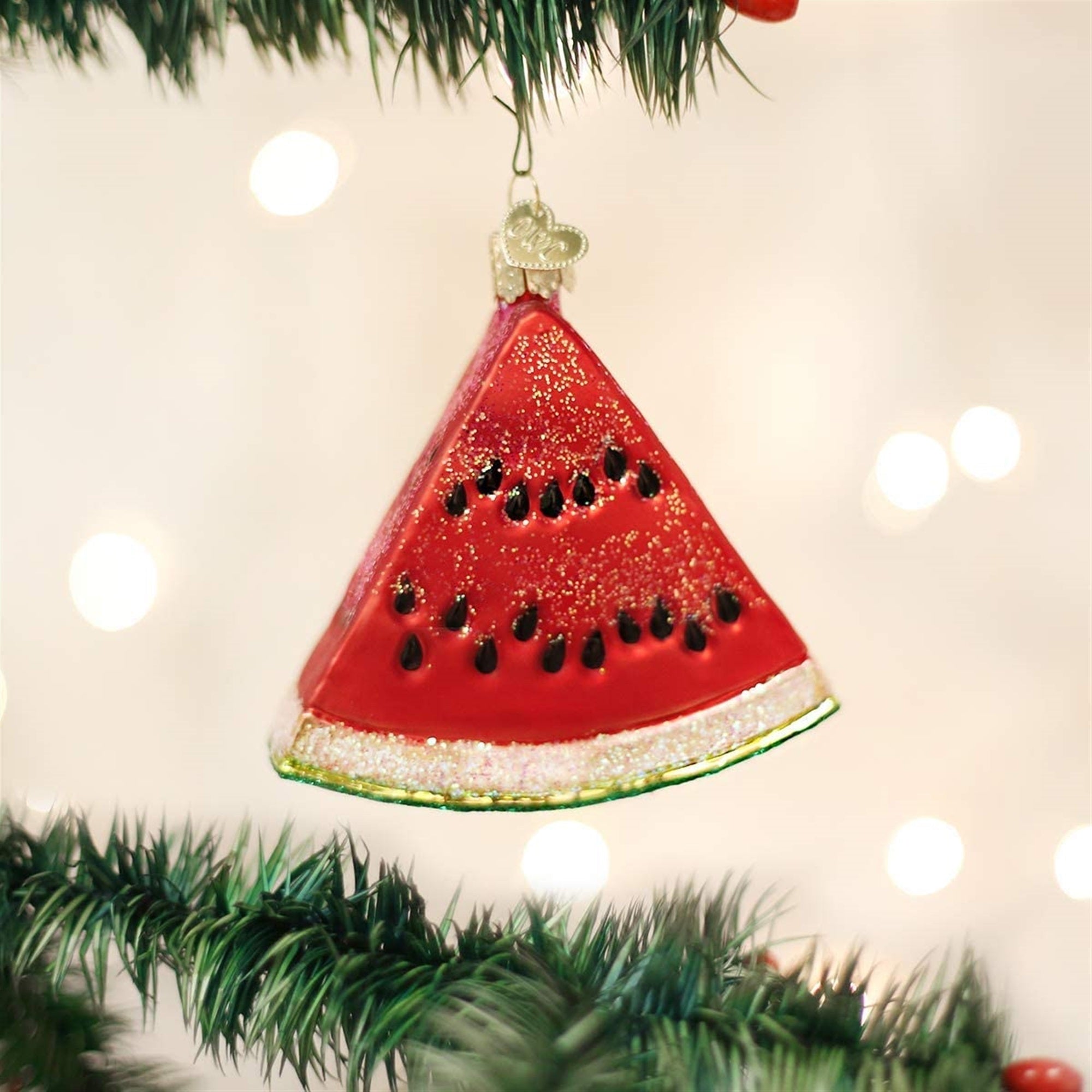 Old World Christmas Blown Glass Ornament for Christmas Tree, Watermelon Wedge