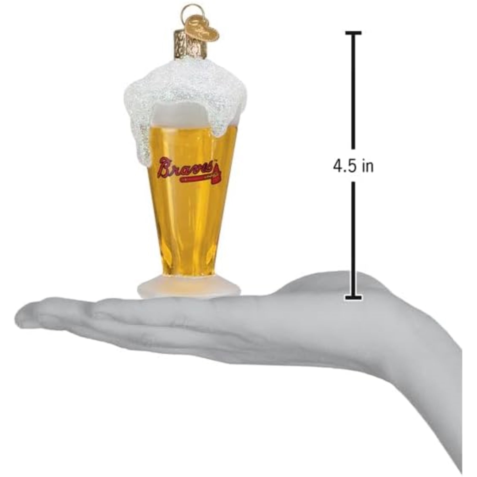 Old World Christmas Blown Glass Ornament for Christmas Tree, Atlanta Braves Glass of Beer (with OWC Gift Box)