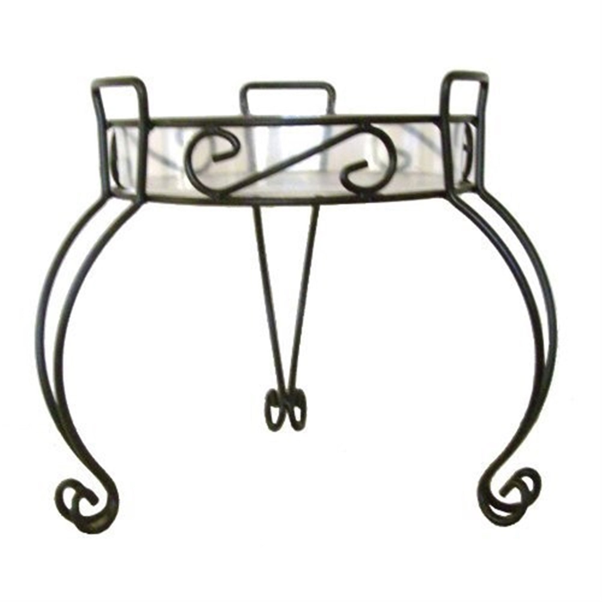 Deer Park Ironworks River North Combo Top Plant Stand w/ Tray, Black 16" x 13"