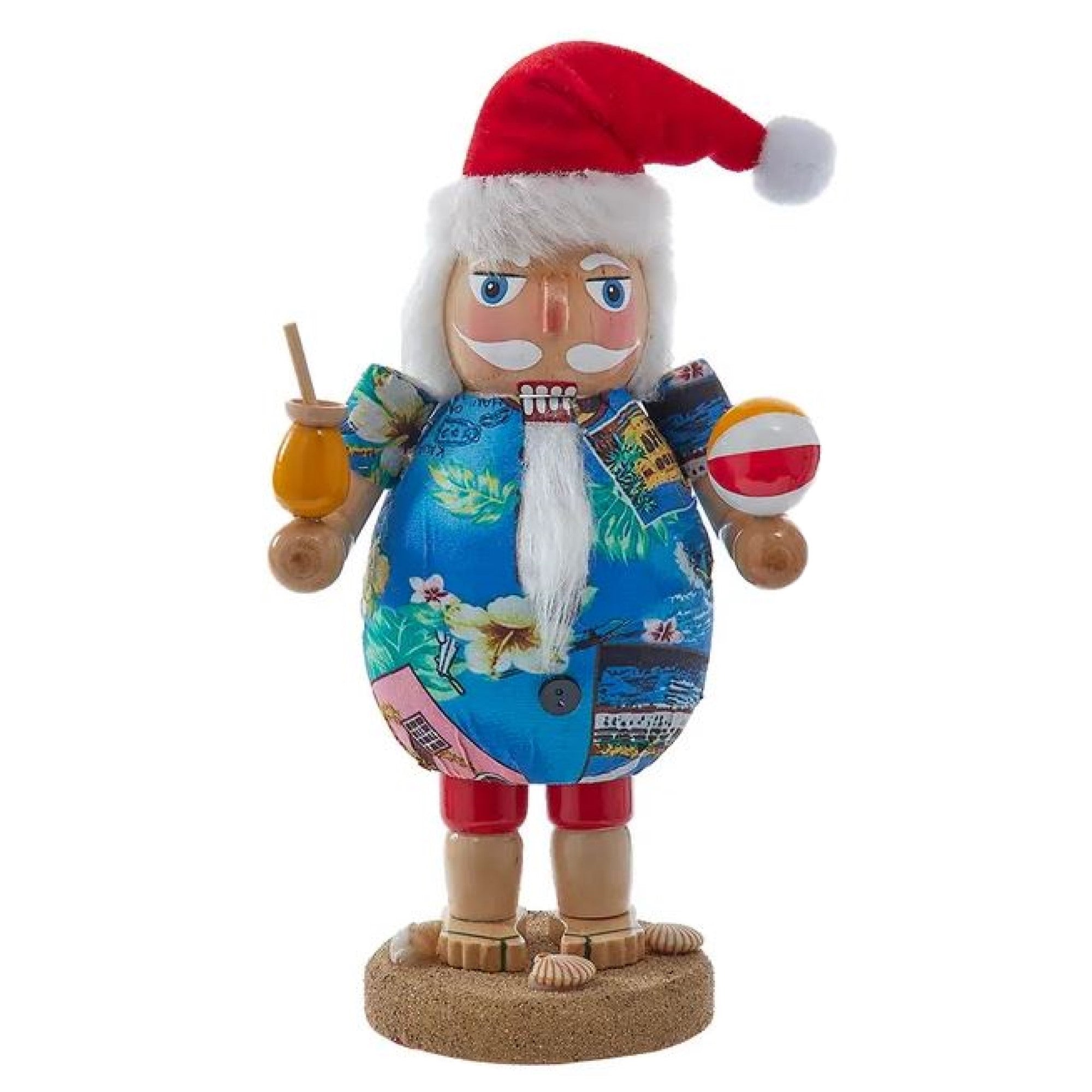 Kurt Adler Wooden Nutcracker Collection, Tropical Beach Santa, 9in