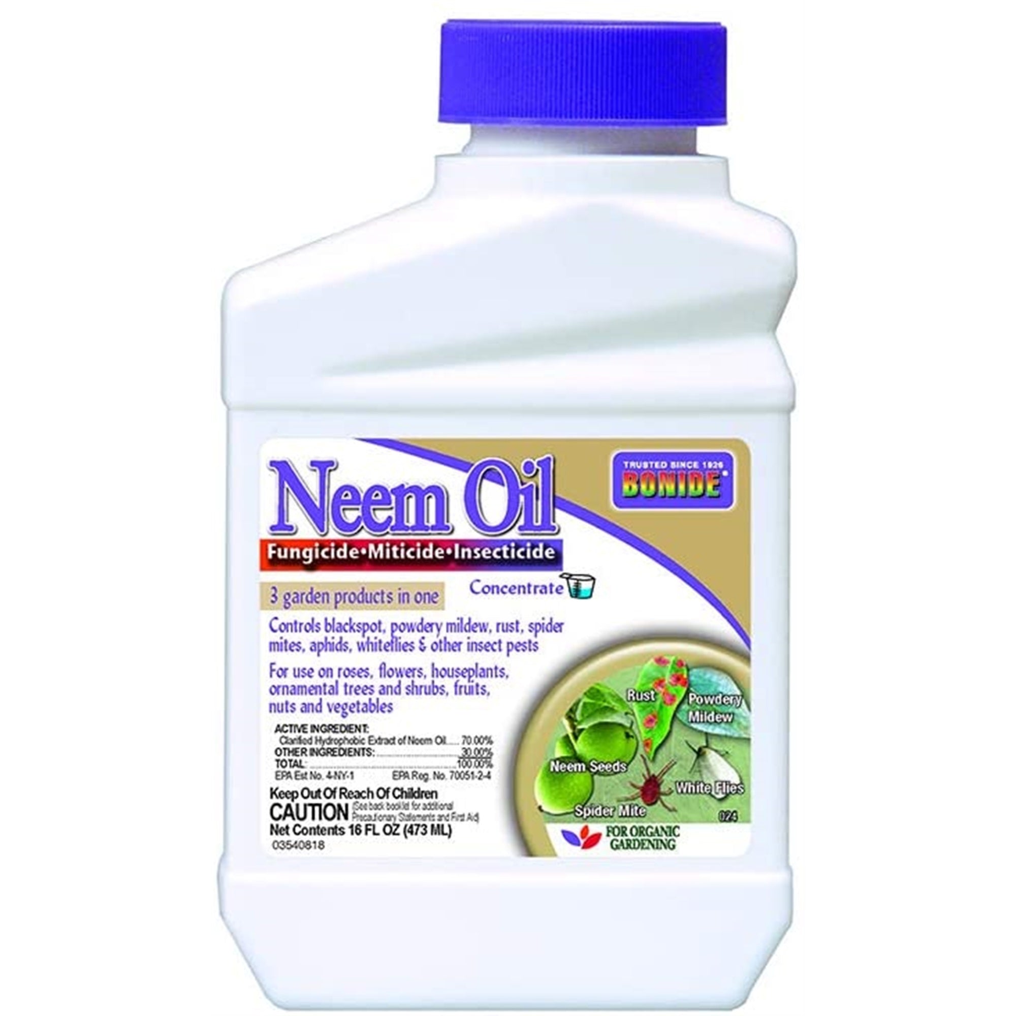 Bonide Captain Jack's Neem Oil Concentrate, Organic 3-in-1 Fungicide, Miticide & Insecticide, 16 fl oz