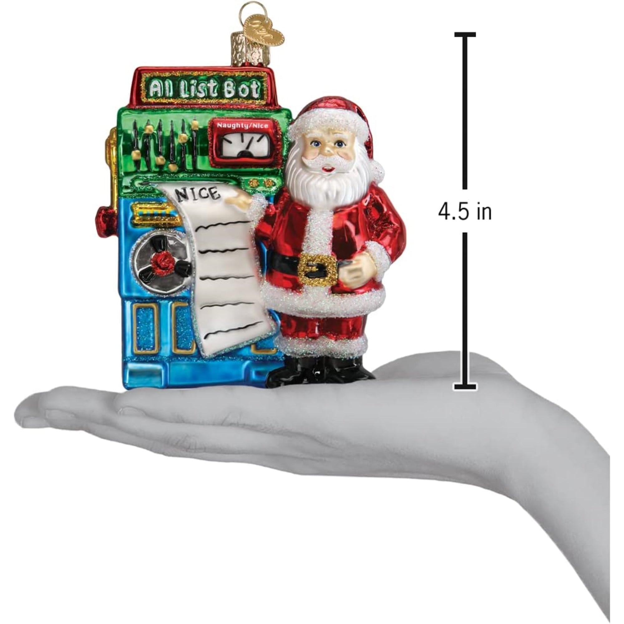 Old World Christmas Blown Glass Ornament for Christmas Tree, Santa's AI List Bot