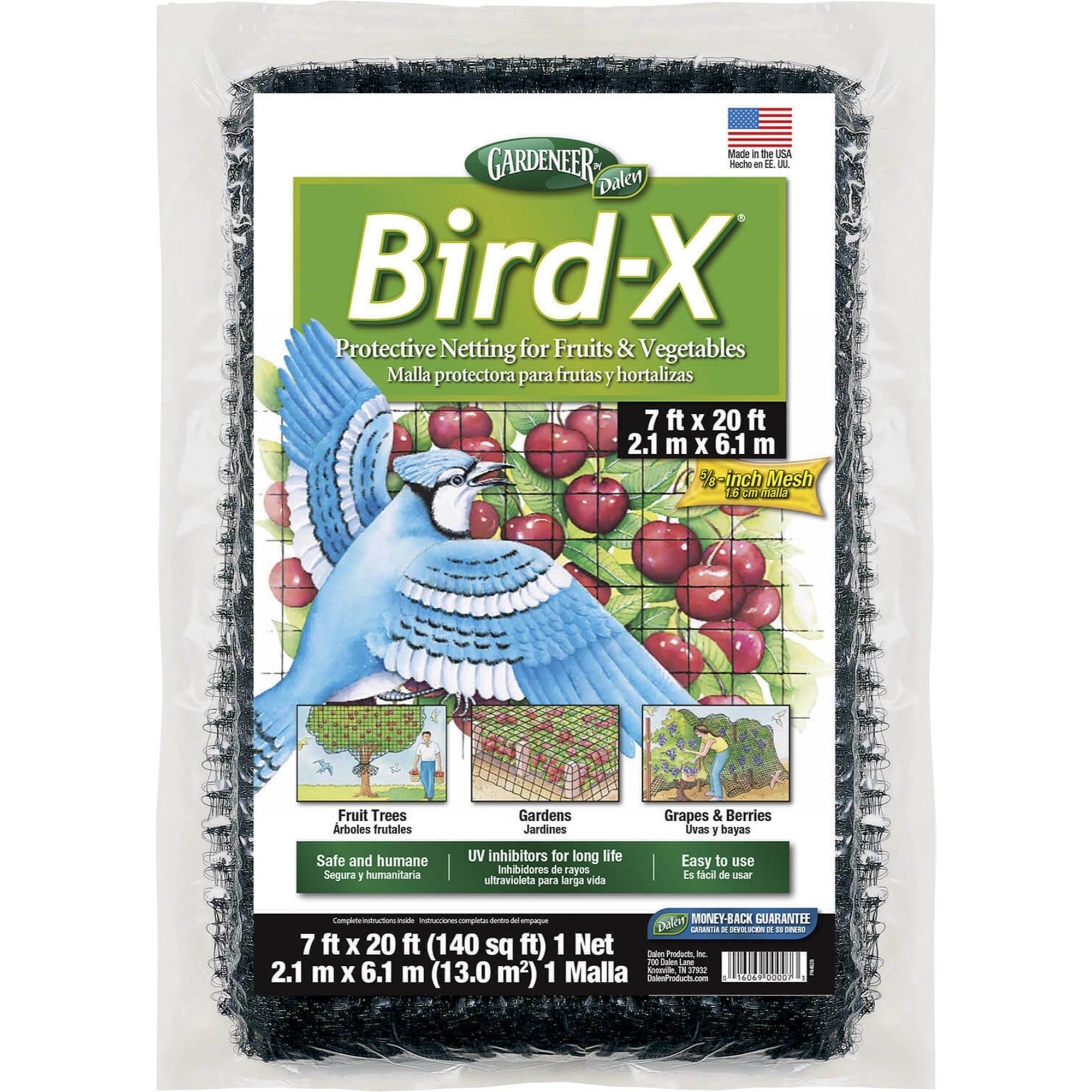 Dalen Bird-X Protective Mesh Netting, 7’ x 20’ - Fruit Trees and Berry Bushes