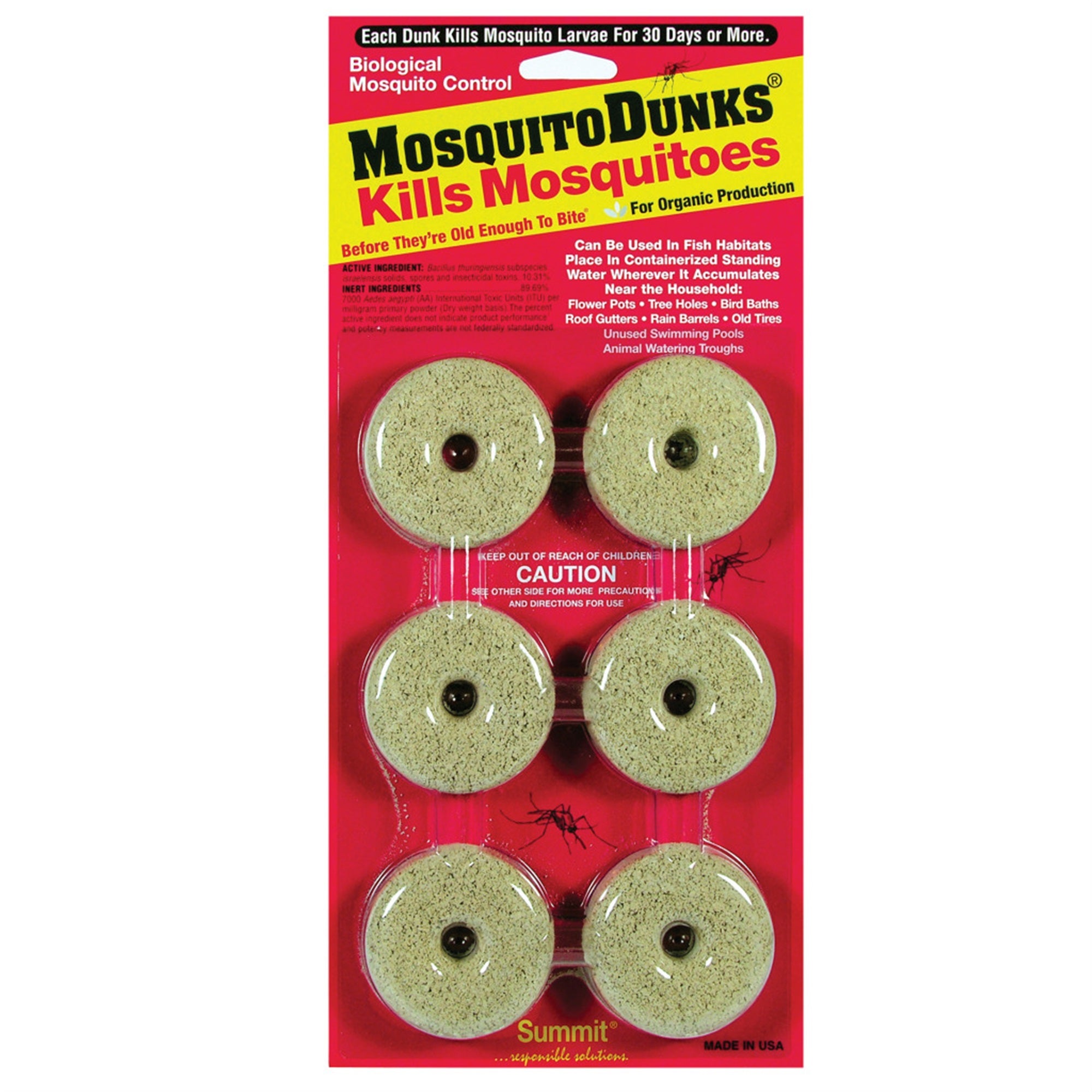 Summit Mosquito Dunks, Pack of 6 - Biological Larvae Control for Standing Water