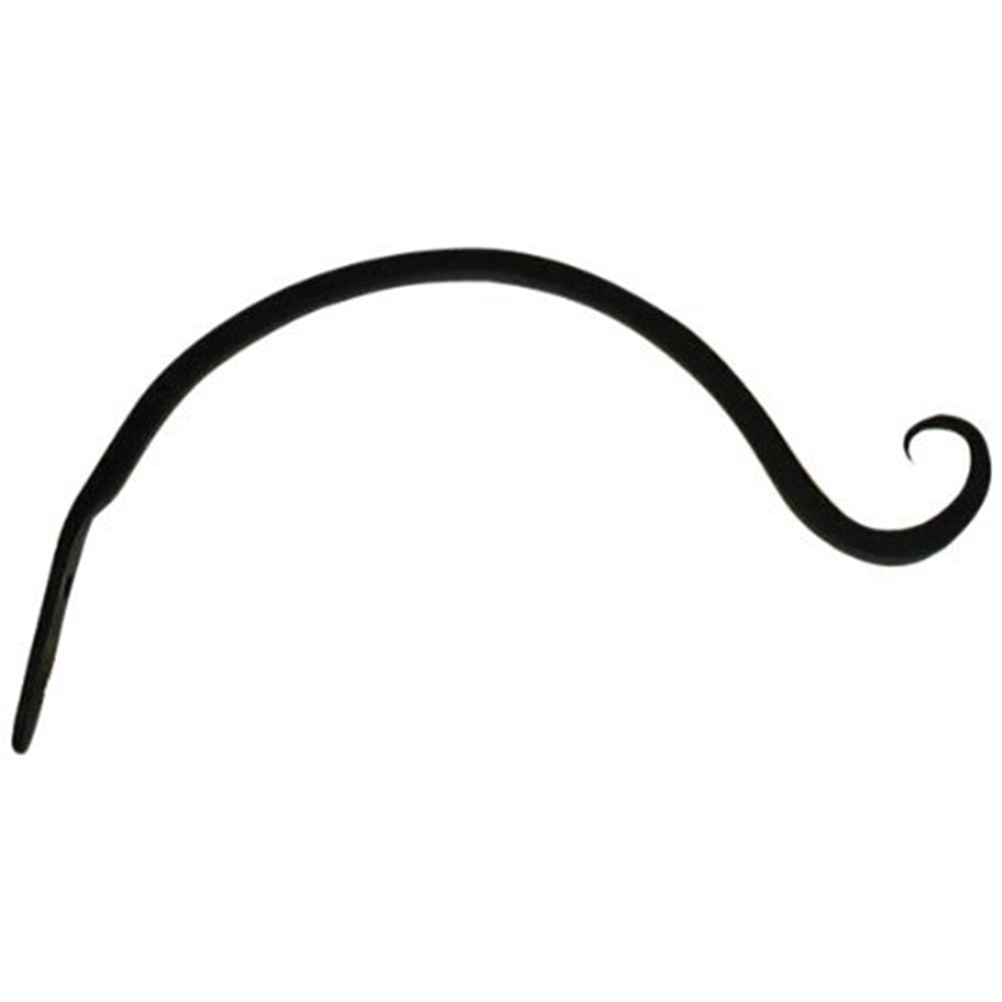 The Hookery Curved Hanger with Upturned Hook for Hanging Plants or Feeders, Wrought Iron, Black, 9"