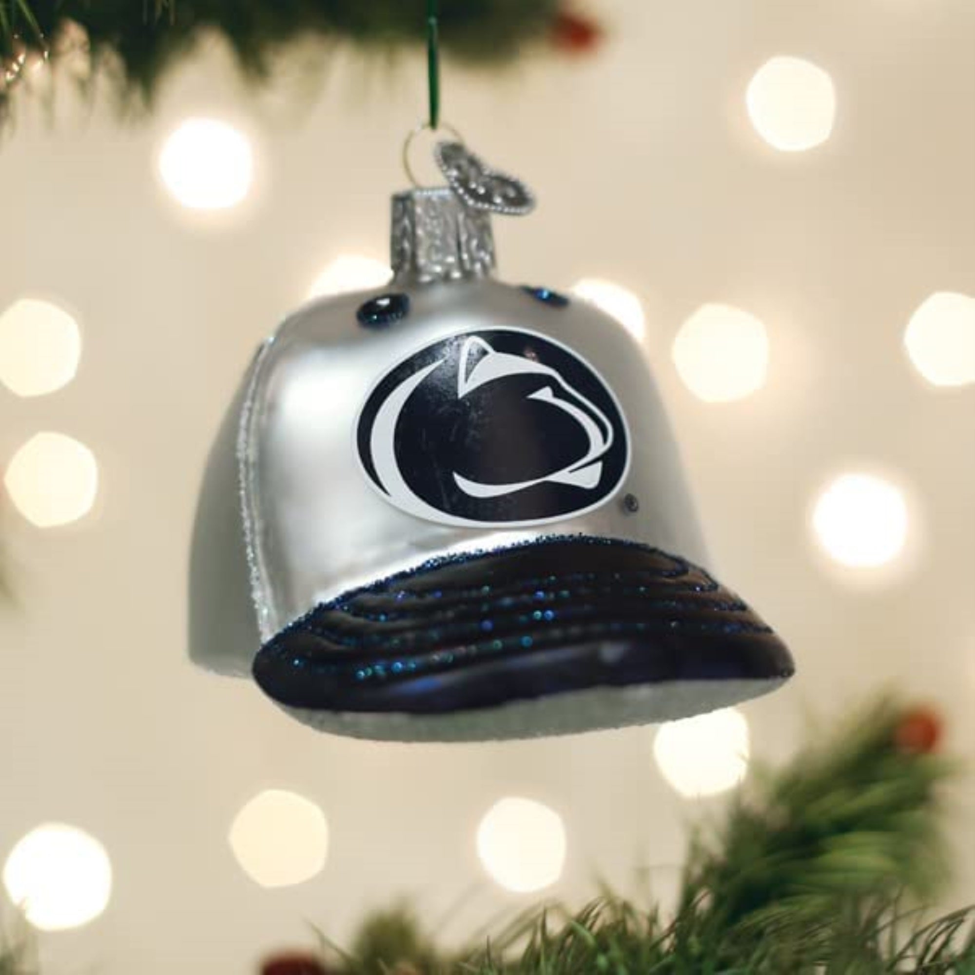 Old World Christmas Blown Glass Ornament for Christmas Tree, Penn State Baseball Cap