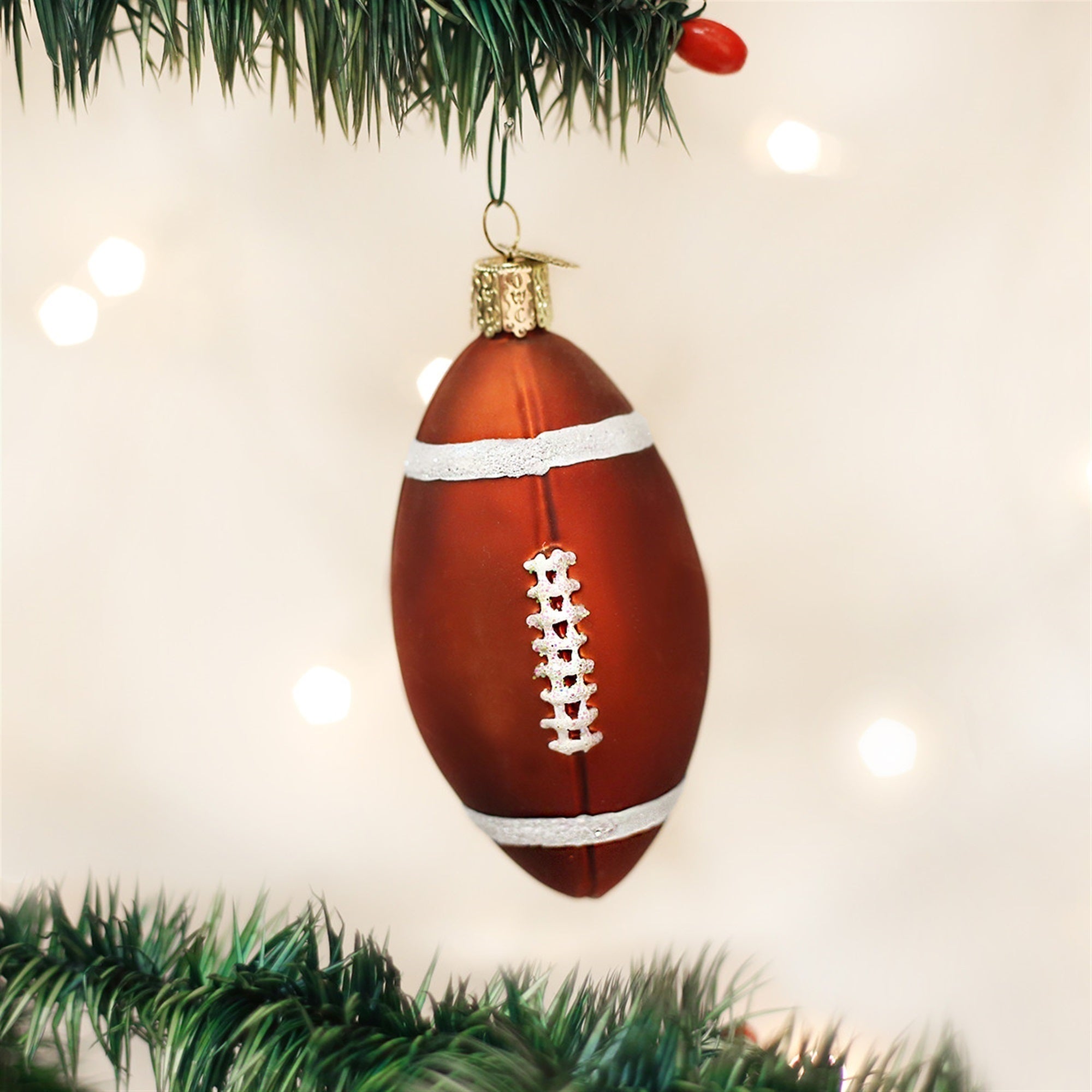 Old World Christmas Glass Blown Football Ornament