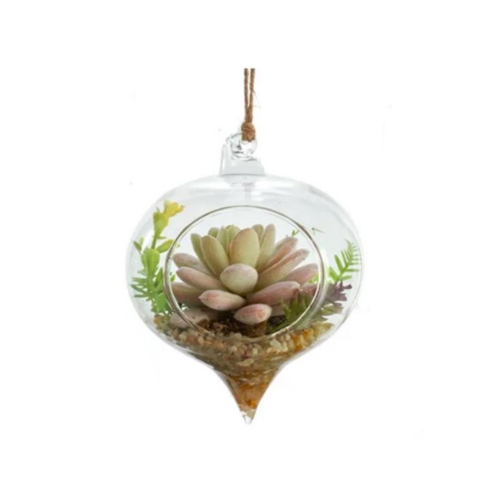 Kurt Adler Glass Ornament with Artificial Succulent, Assorted (1 Count)