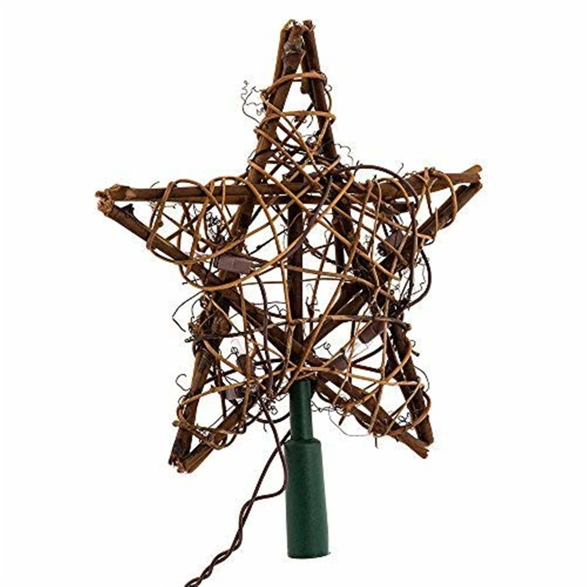 Kurt Adler 10" Light Indoor Rattan Natural Star Christmas Treetopper