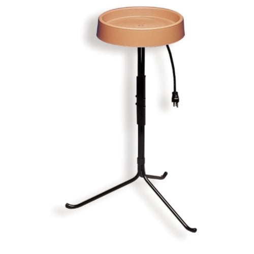 API Outdoor Heated Bird Bath — Thermostatic 50W Plastic Basin with Metal Stand — 12"