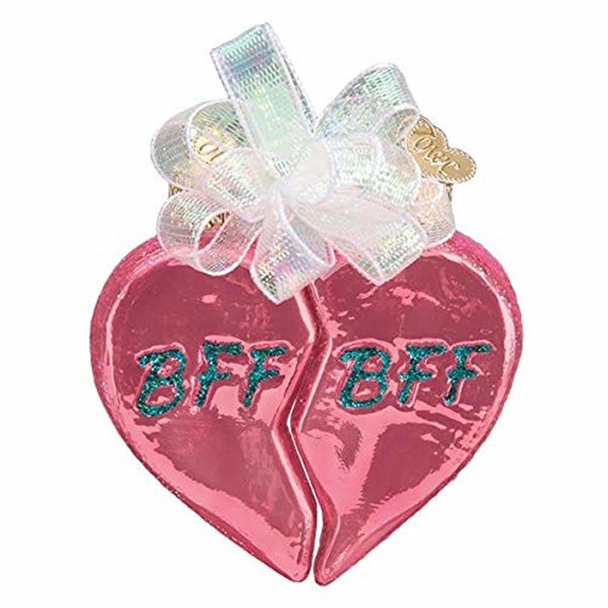 Old World Christmas Blown Glass Ornaments for Christmas Tree, BFF Hearts (Set of 2)
