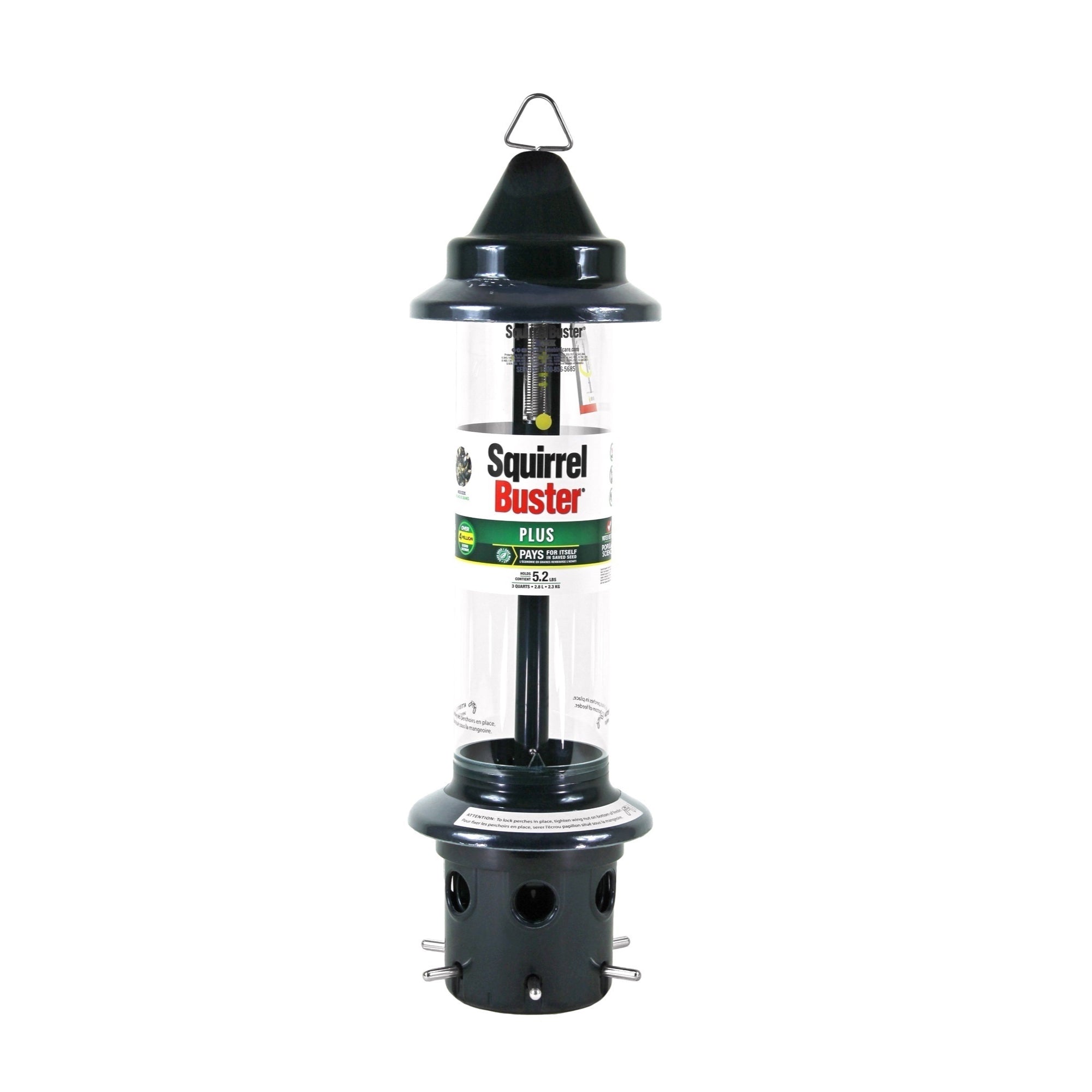 Brome Squirrel Buster Plus Wild Bird Feeder with Cardinal Perch Ring, 5lb Seed Capacity
