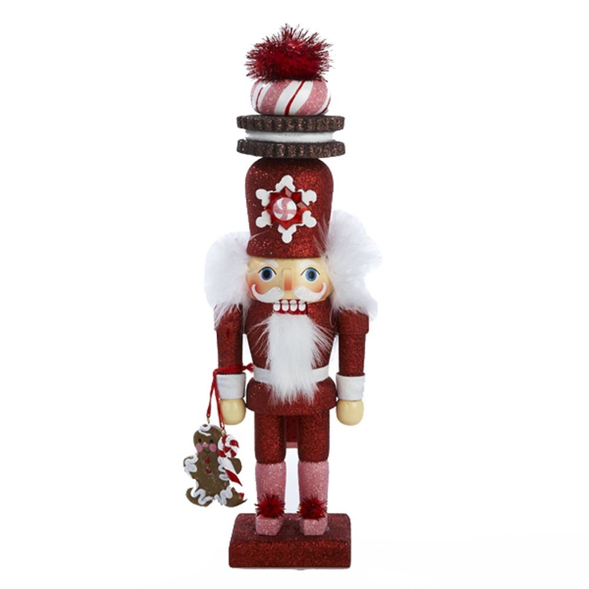 Kurt Adler Hollywood Red Gingerbread Nutcracker with Cookie Hat, 12"