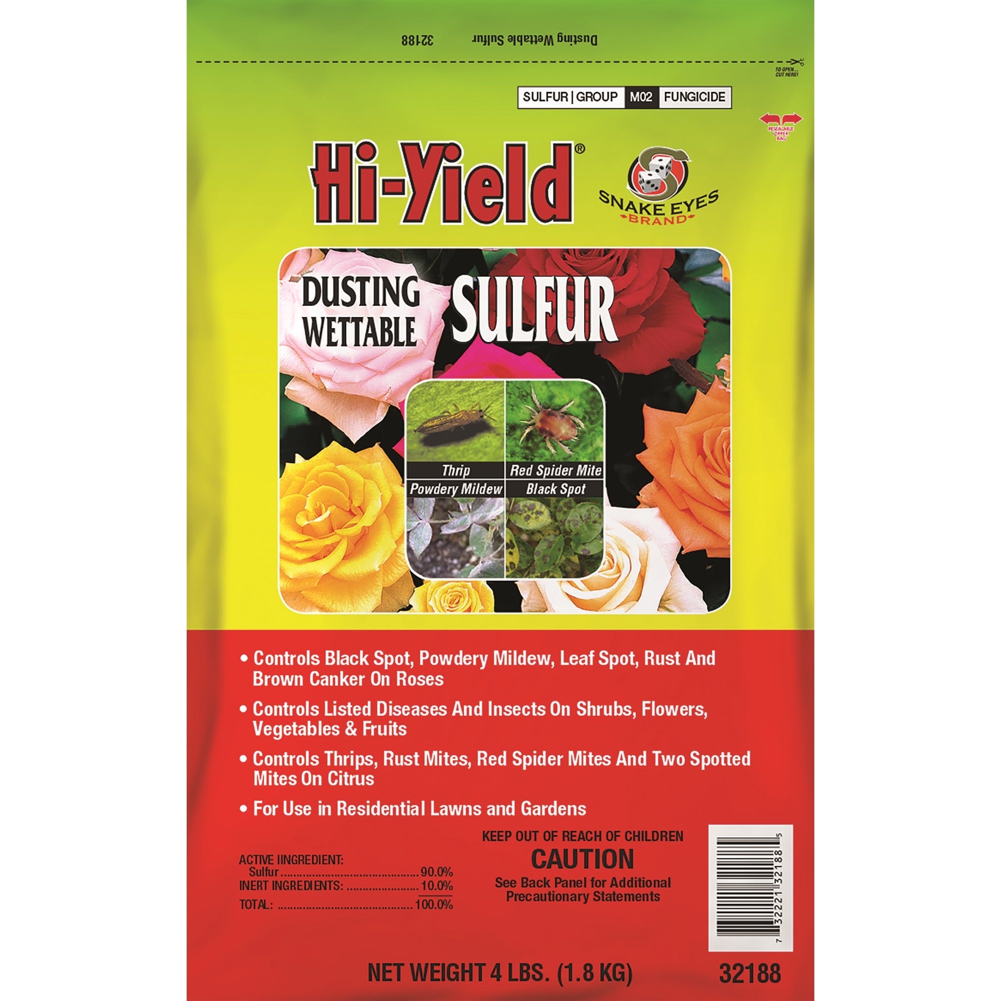 Hi-Yield Dusting Wettable Sulfur Fungicide and Insecticide for Lawn and Garden