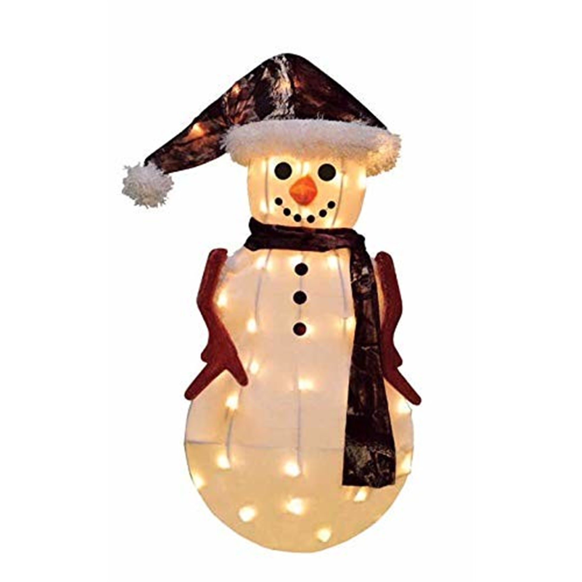 ProductWorks Candy Cane Lane 3D Pre-Lit Outdoor Yard Art Decoration, Camo Snowman, 32in