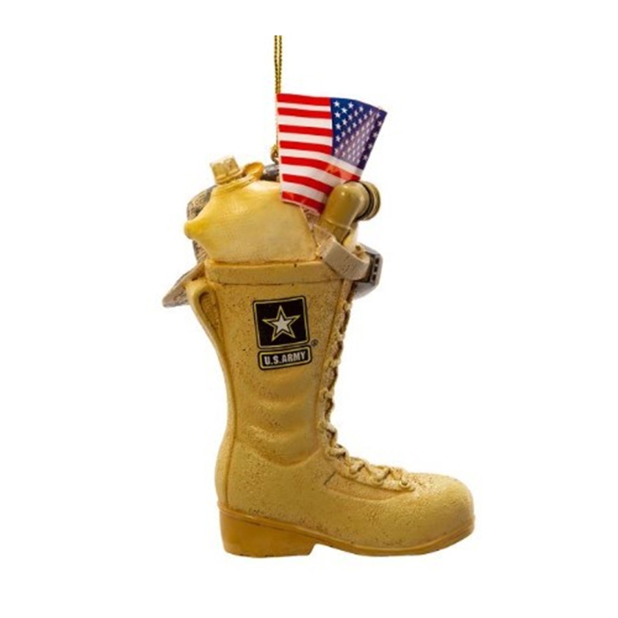 Kurt Adler Resin Ornament for Christmas Tree, U.S. Army Boot with U.S.A Flag and Icons