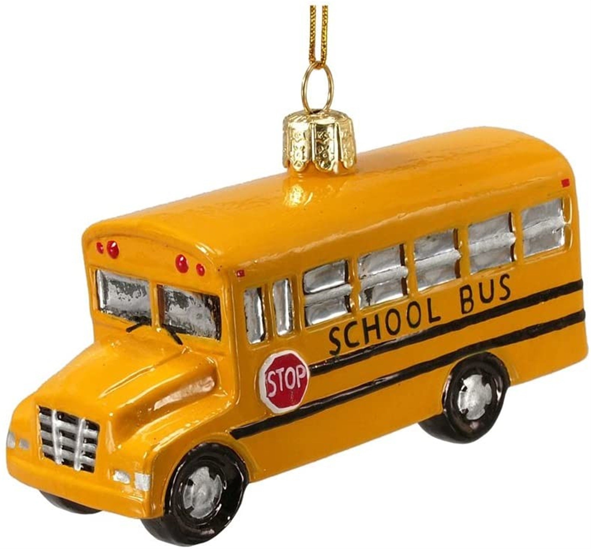 Kurt Adler Noble Gems Glass Ornament for Christmas Tree, Yellow School Bus