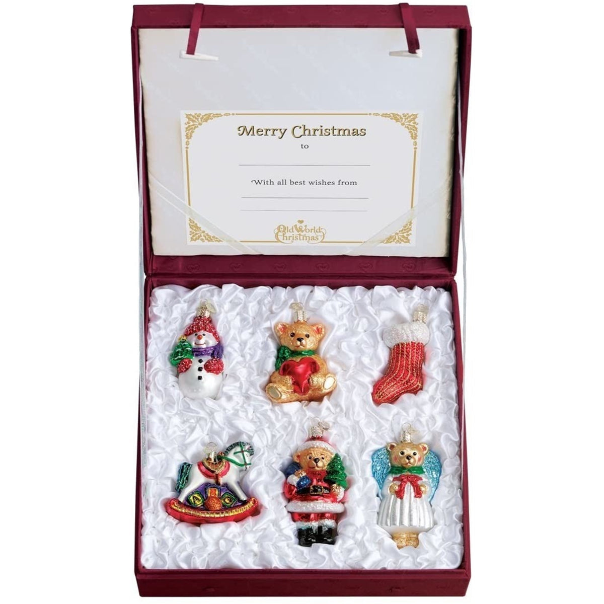 Old World Christmas Blown Glass Ornament for Christmas Tree, Child's First Christmas in Lined Keepsake Box (6-Piece Set)