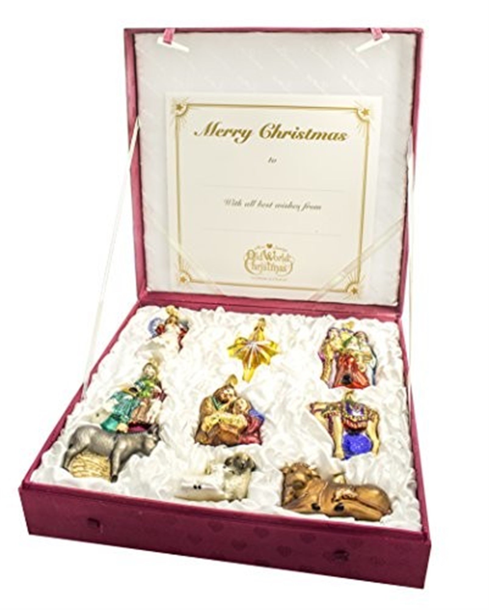 Old World Christmas Blown Glass Ornament for Christmas Tree, Nativity Collection in Lined Keepsake Box (9-Piece Set)