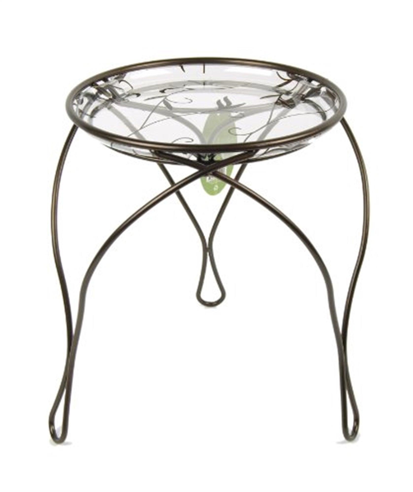 Plastec Elegance Metal Plant Stand w/ Plastic Saucer, Dark Bronze, 13"