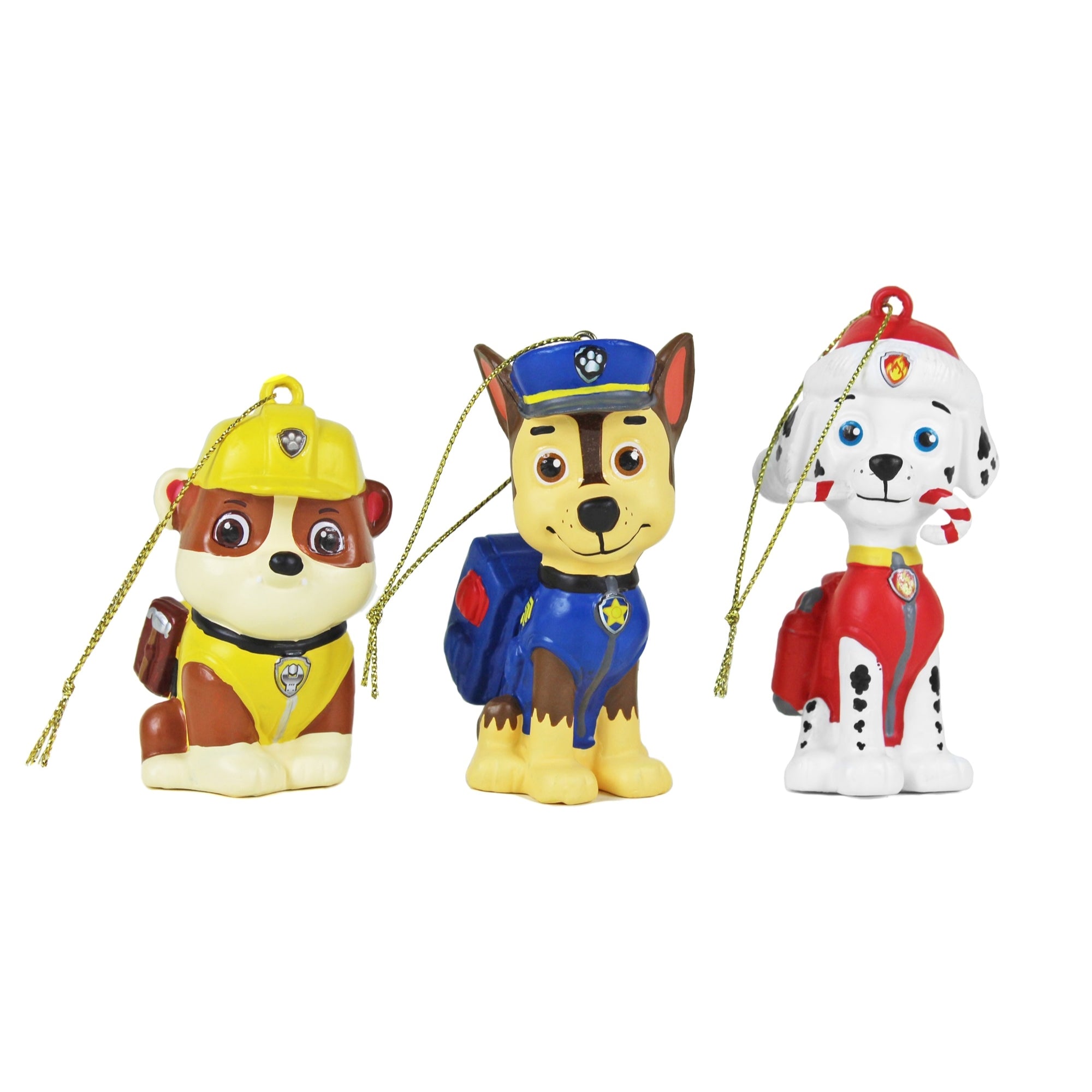 Kurt Adler Resin Ornaments for Christmas Tree, Paw Patrol, Rubble, Chase & Marshall (Pack of 3)