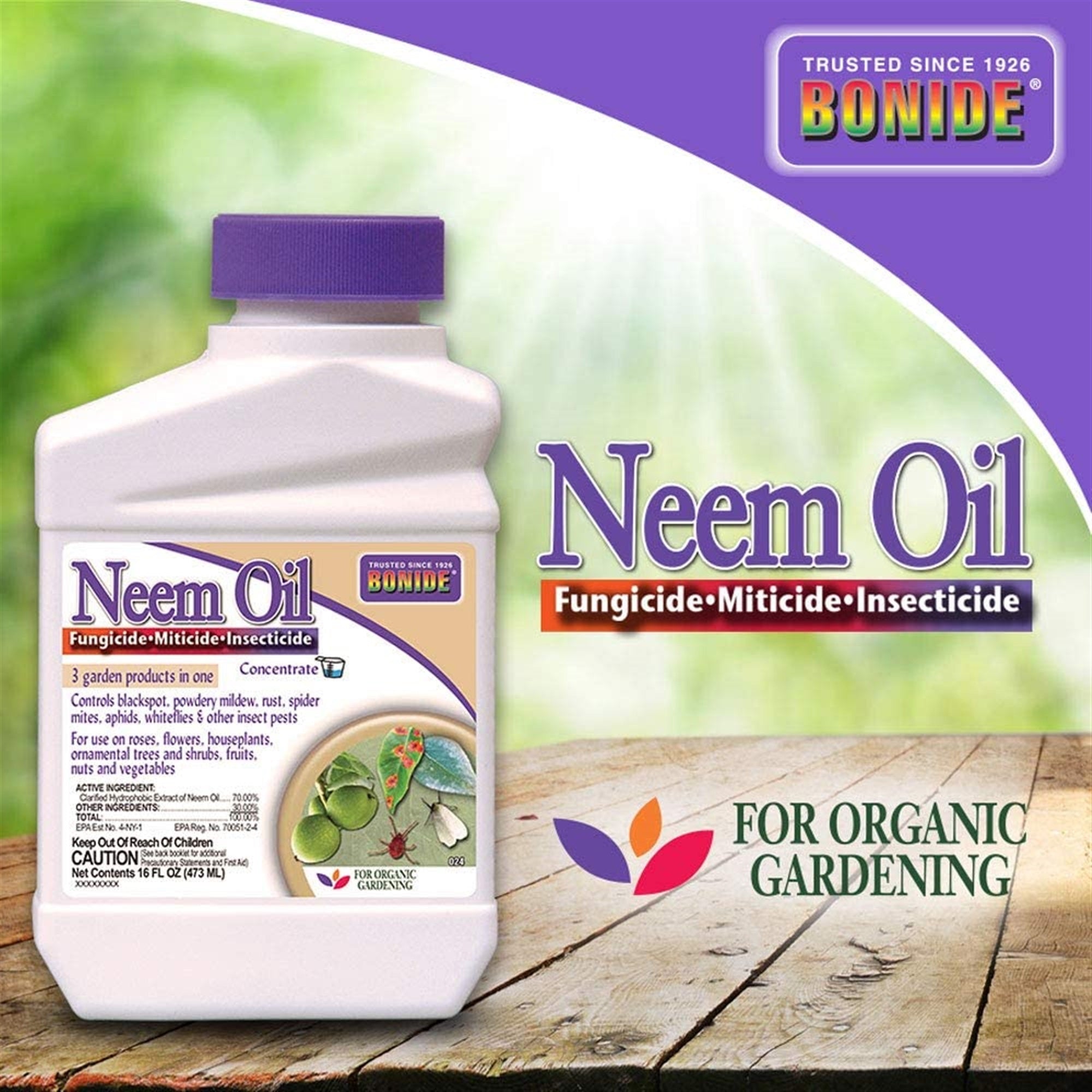 Bonide Captain Jack's Neem Oil Concentrate, Organic 3-in-1 Fungicide, Miticide & Insecticide, 16 fl oz