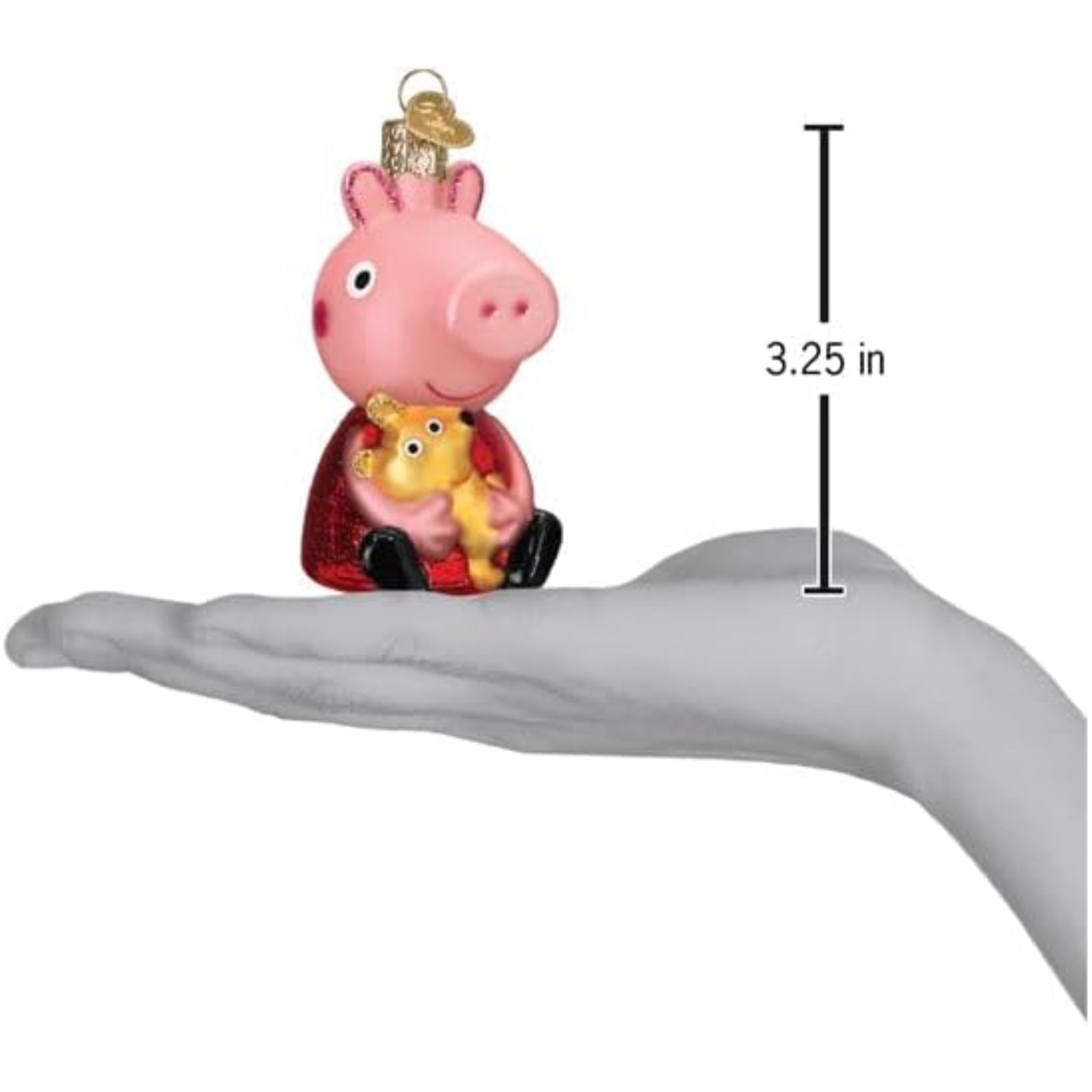 Old World Christmas Blown Glass Ornament for Christmas Tree, Peppa Pig With Teddy (with OWC Gift Box)