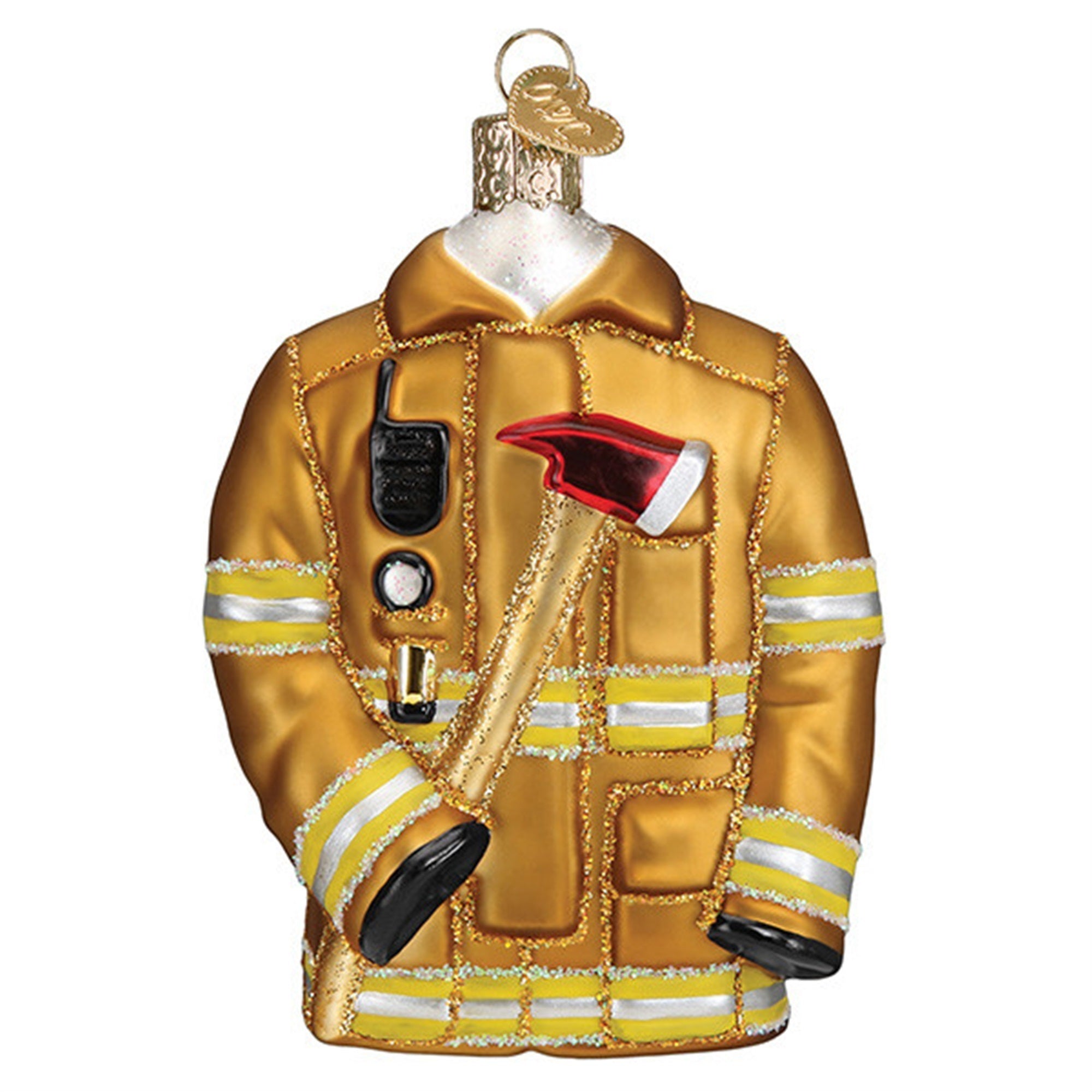 Old World Christmas Firefighter's Coat Glassblown Ornament