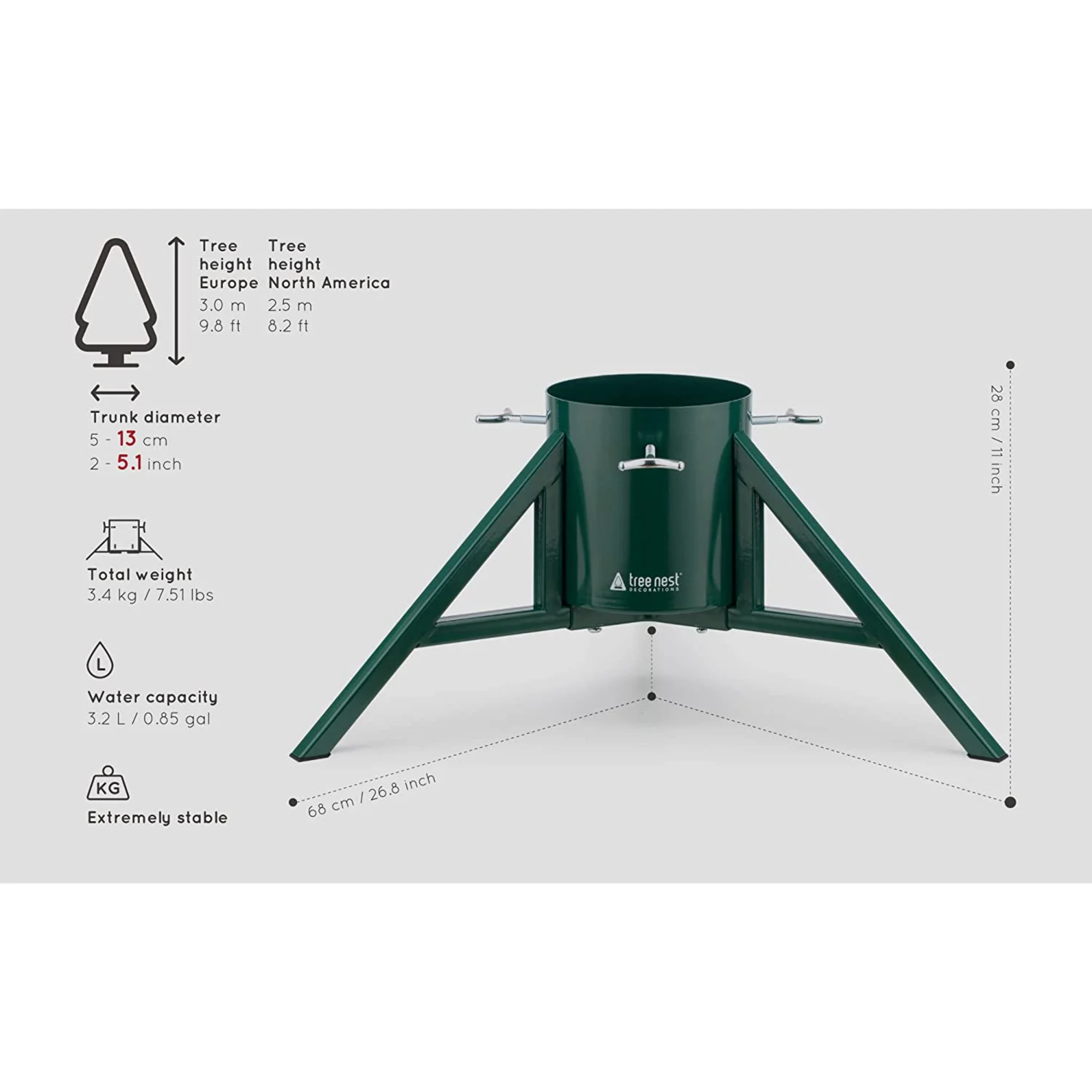 Tree Nest Geometric Steel Christmas Tree Stand for Real Trees Up To 8 Feet