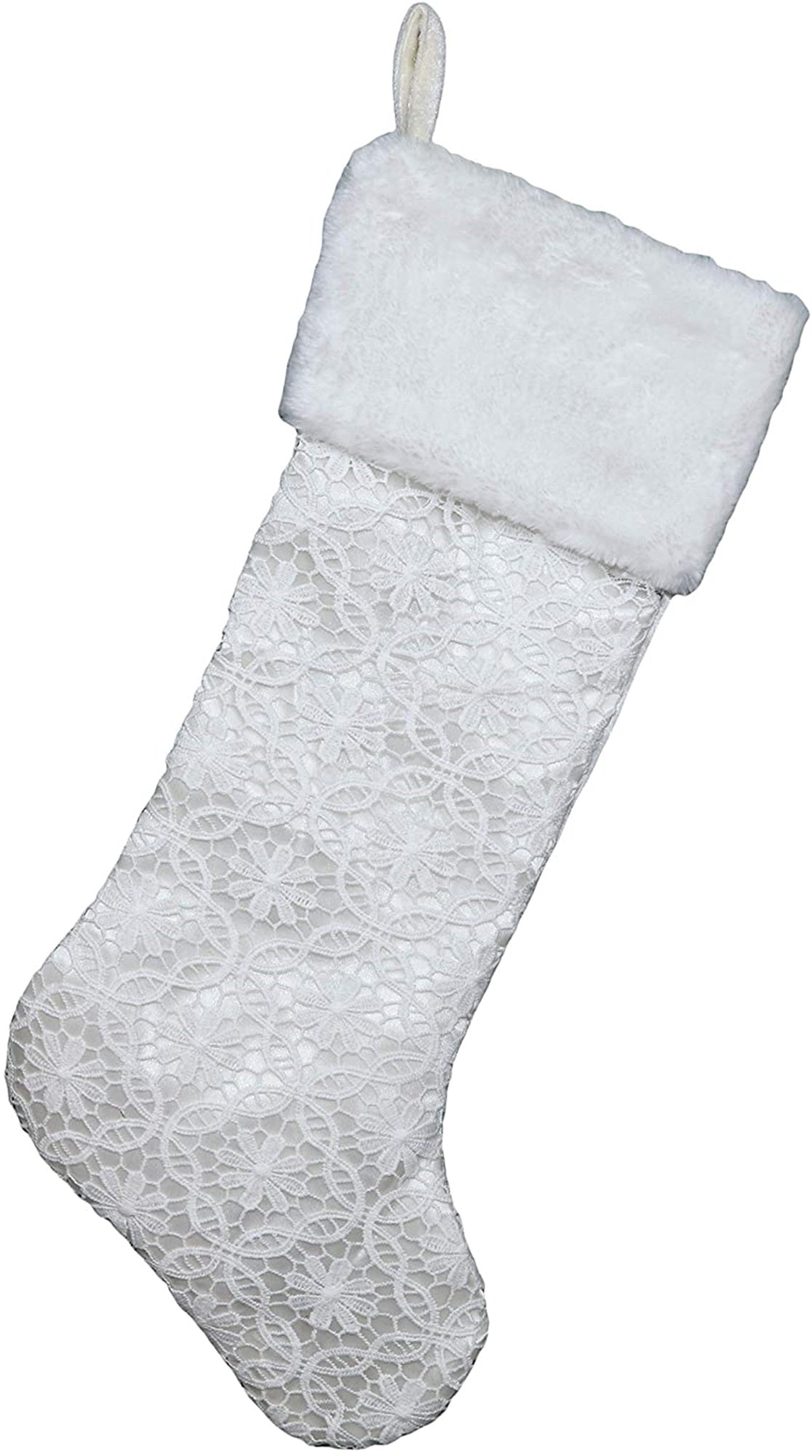 Long Hah Tai Embroidered Christmas Stockings, Silver and Gold, 2-Piece Set