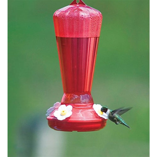More Birds Plastic Hummingbird Feeder — 4 Feeding Ports — Hollyhock Pink, 25oz