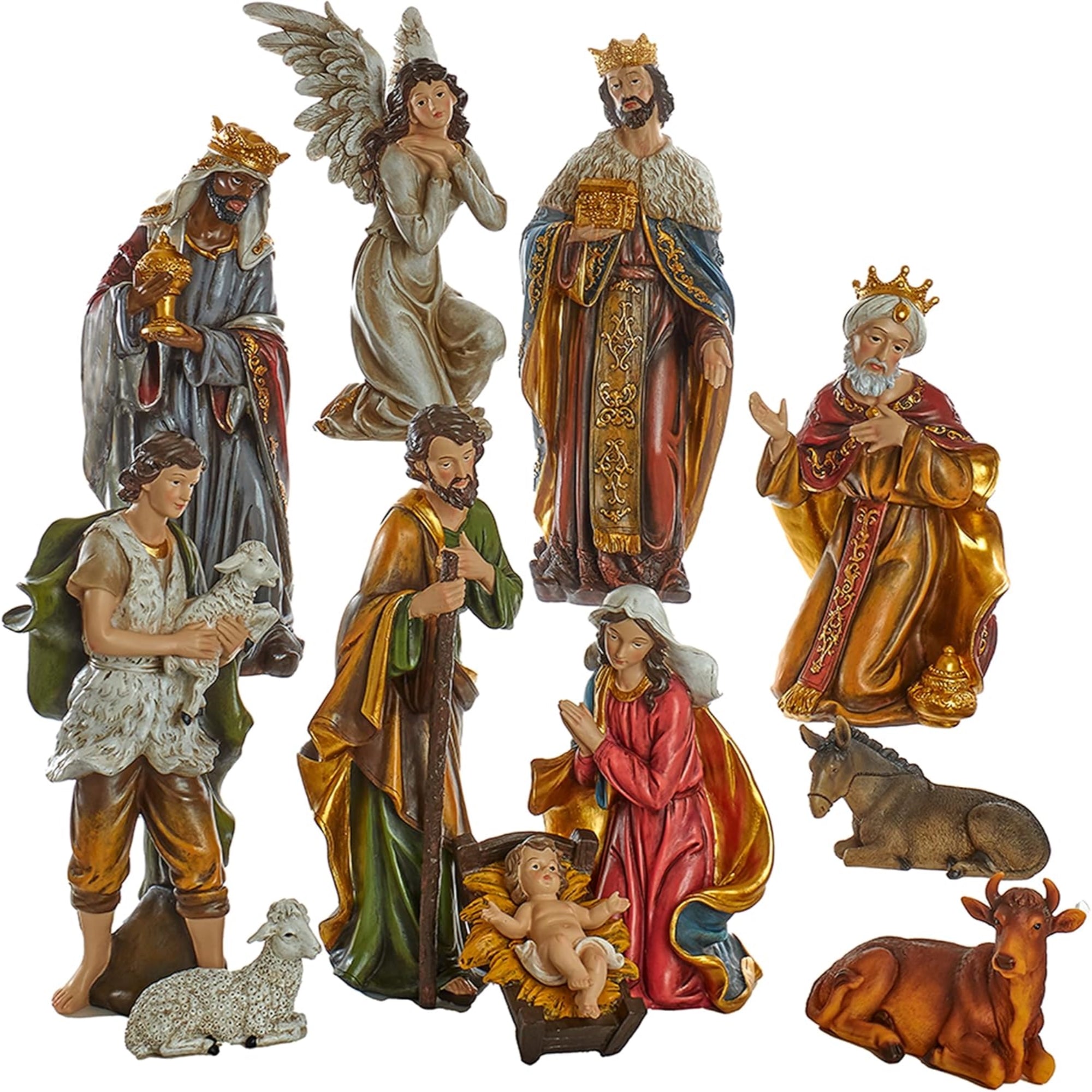 Kurt Adler Resin Nativity Figurine Table Pieces, 11-Piece Set