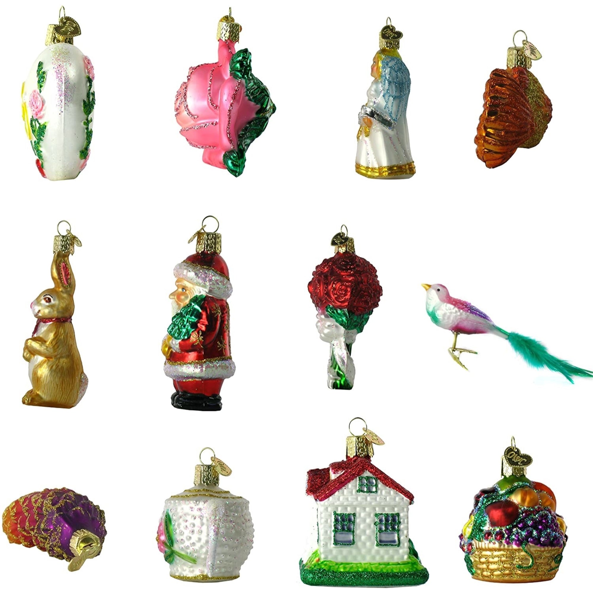 Old World Christmas Blown Glass Ornament for Christmas Tree, Bride's Collection in Lined Keepsake Box (12-Piece Set)