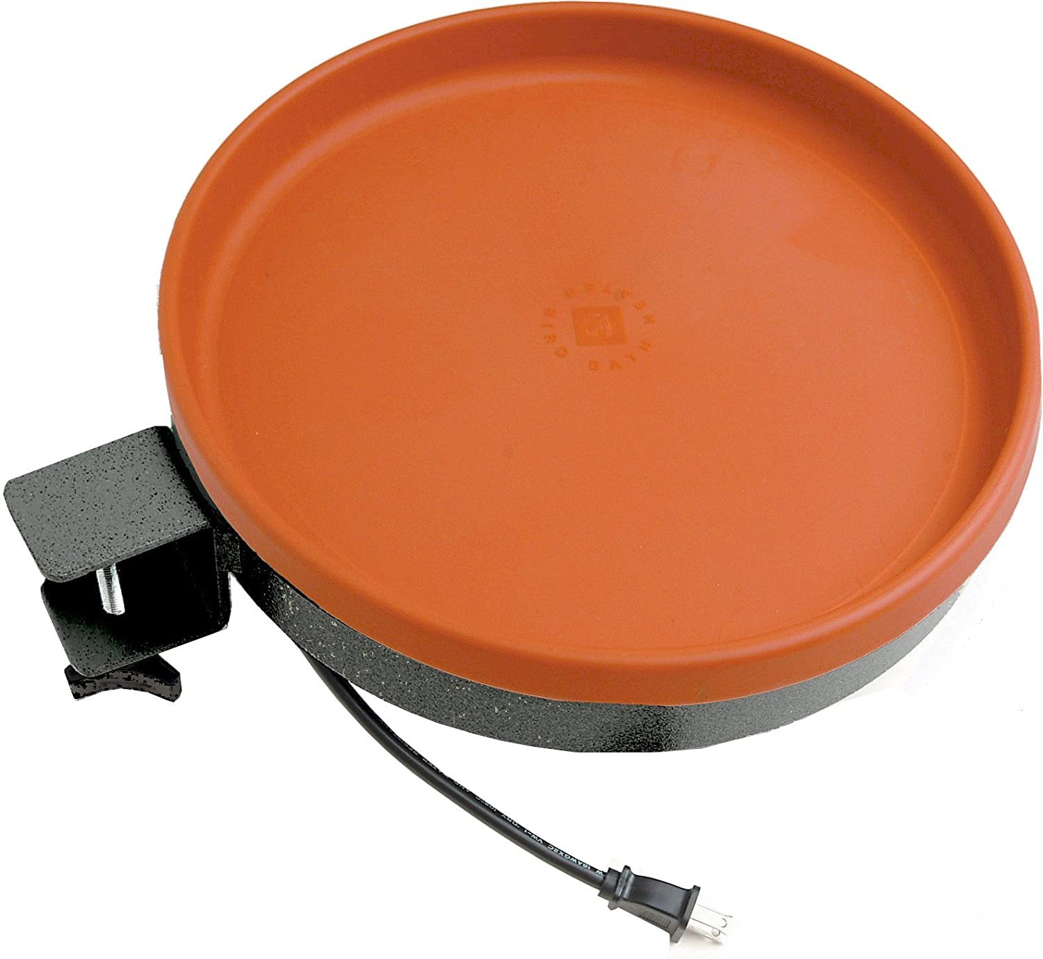 Farm Innovators Heated Birdbath — Thermostatic 75-Watt, 3-in-1 Mount, Terracotta Coated Plastic — 14"