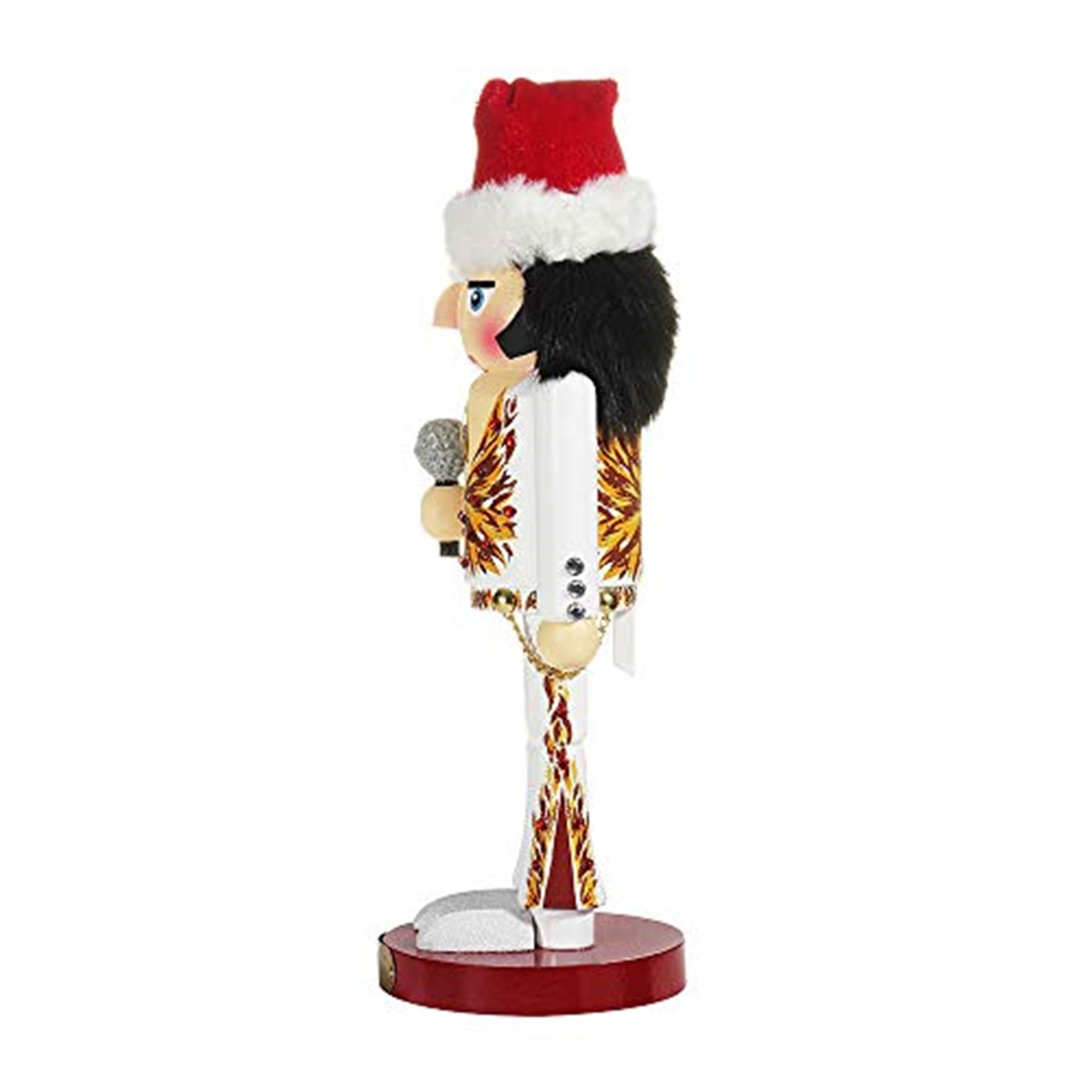Kurt Adler Wooden Nutcracker, Elvis Presley in White Flame Suit & Santa Hat, 11"