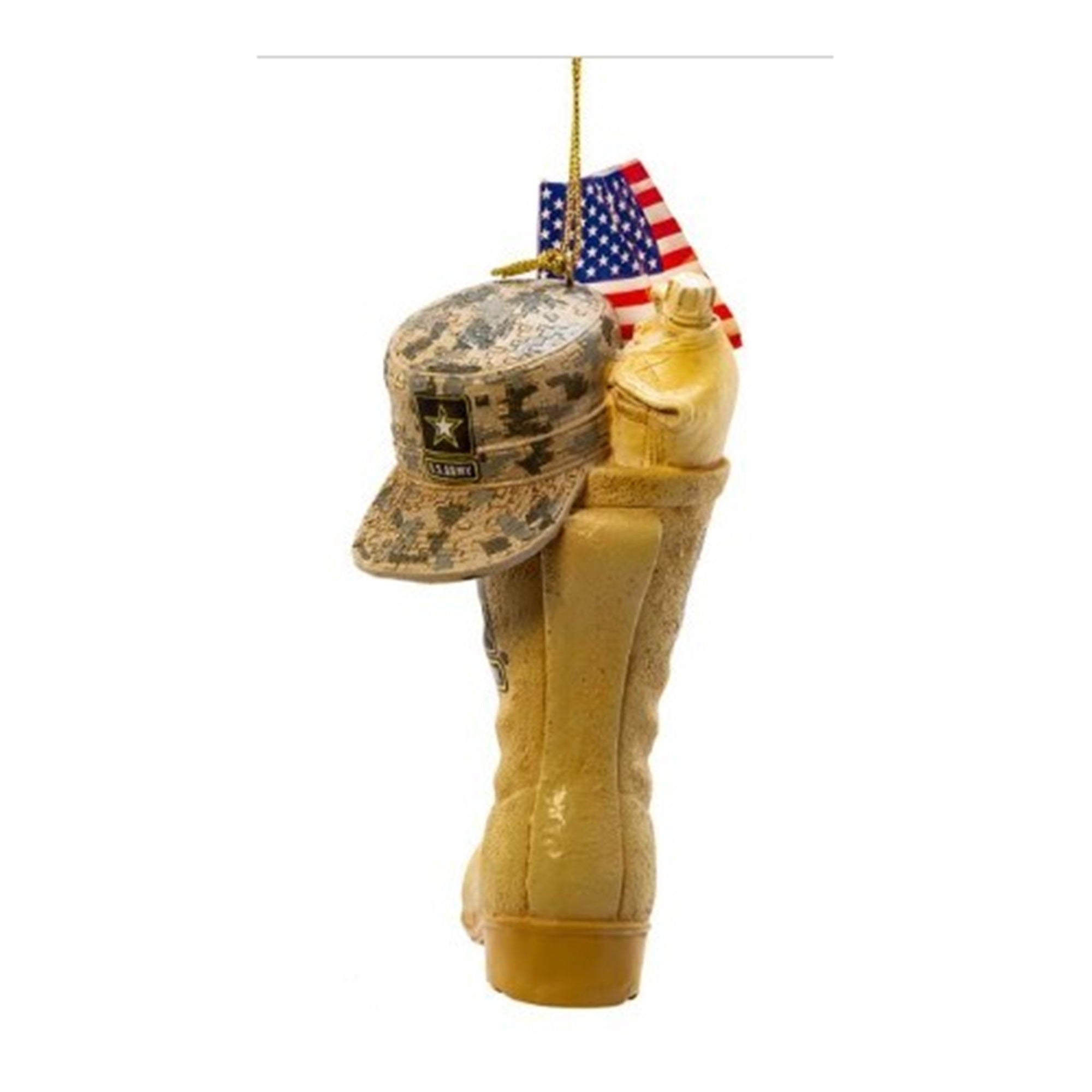 Kurt Adler Resin Ornament for Christmas Tree, U.S. Army Boot with U.S.A Flag and Icons