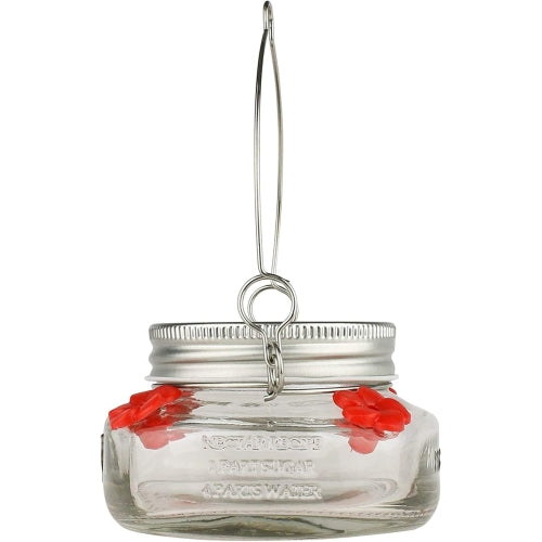 Nature’s Way Glass Mason Jar Hummingbird Feeder — 4 Feeding Ports — Easy Fill & Clean, 6 oz