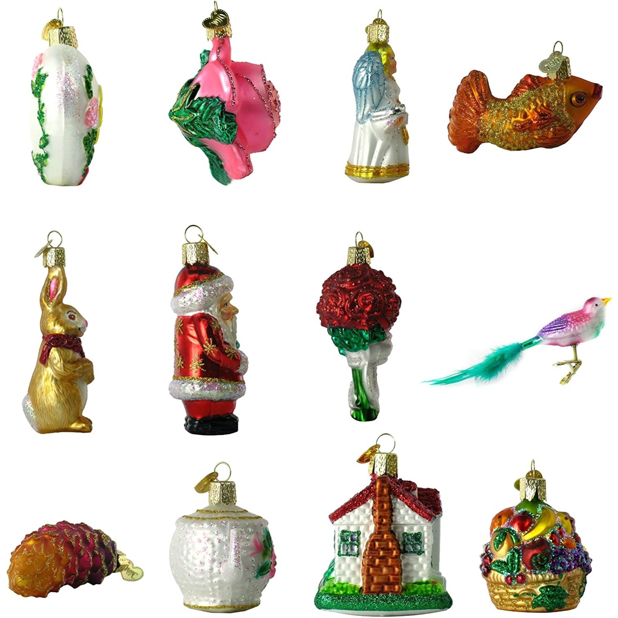 Old World Christmas Blown Glass Ornament for Christmas Tree, Bride's Collection in Lined Keepsake Box (12-Piece Set)
