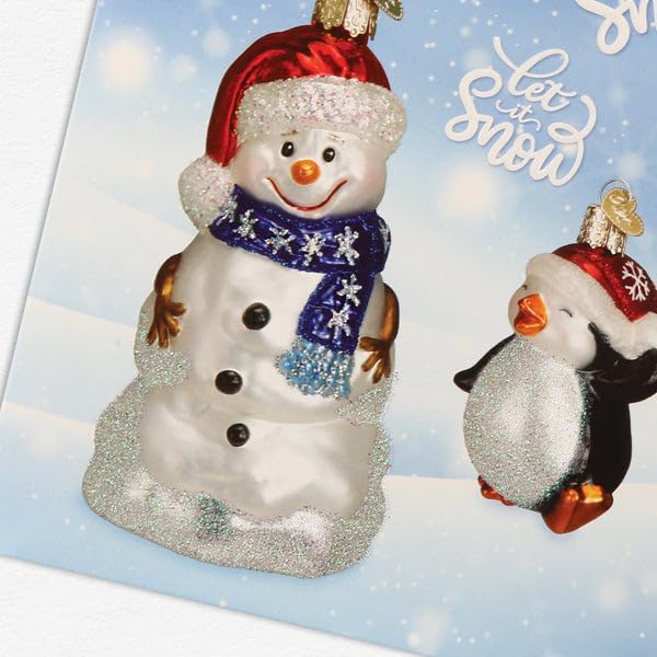 Old World Christmas Ornament Christmas Card, Snowman, 7 x 5in