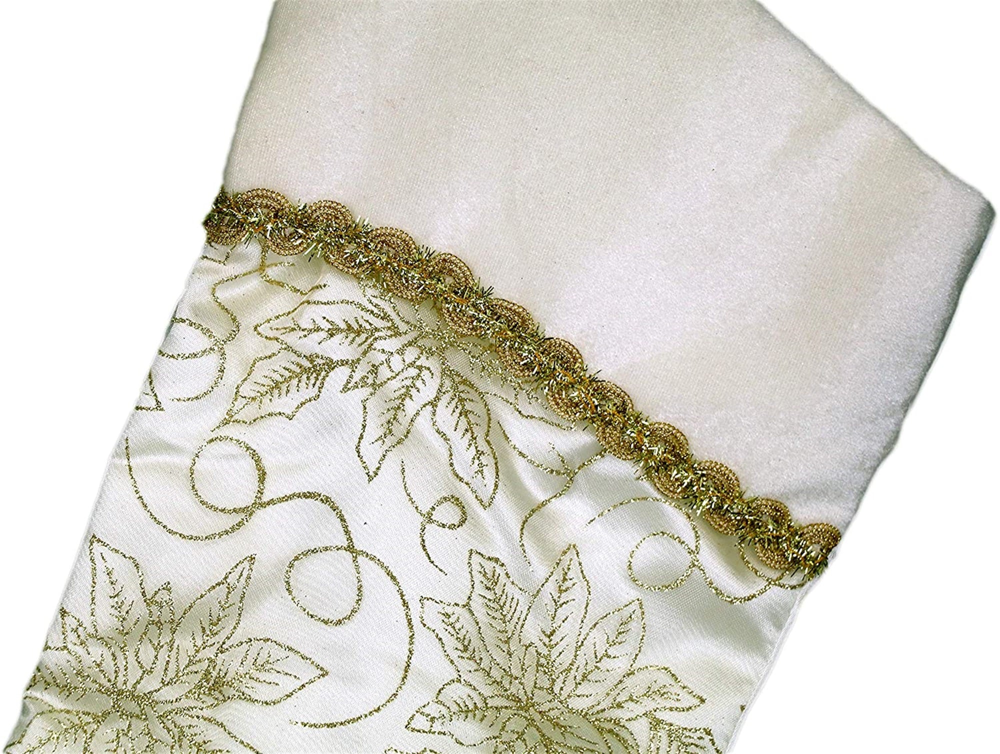 Long Hah Tai Embroidered Christmas Stockings, Silver and Gold, 2-Piece Set