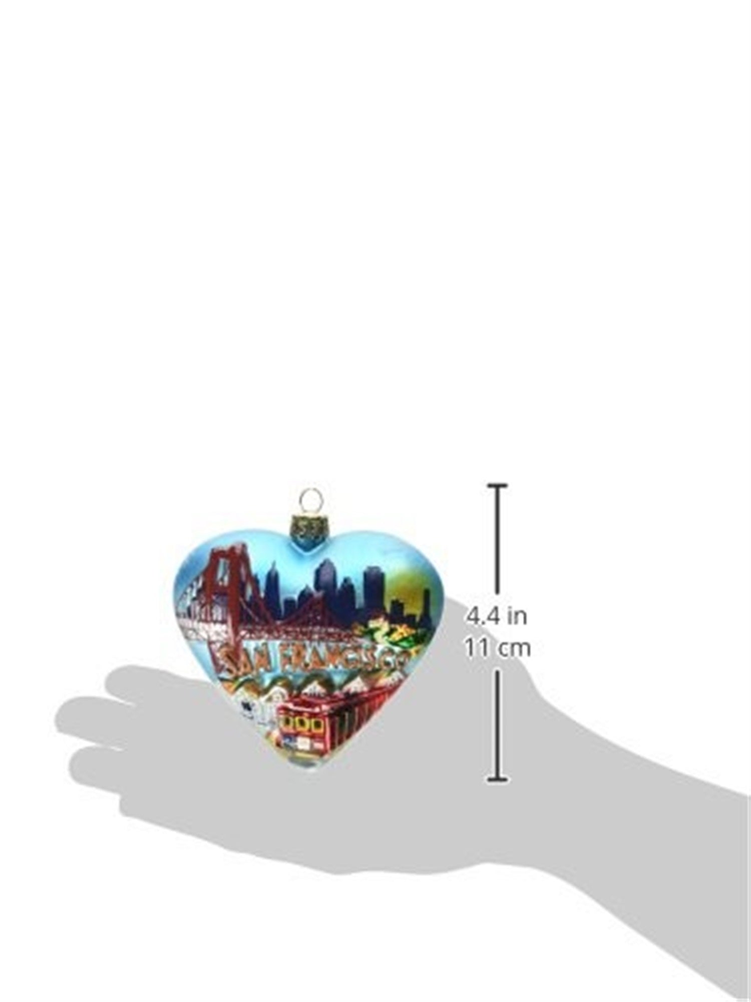Kurt Adler Glass Ornament for Christmas Tree, CityScape Collection, San Francisco Heart, 4"