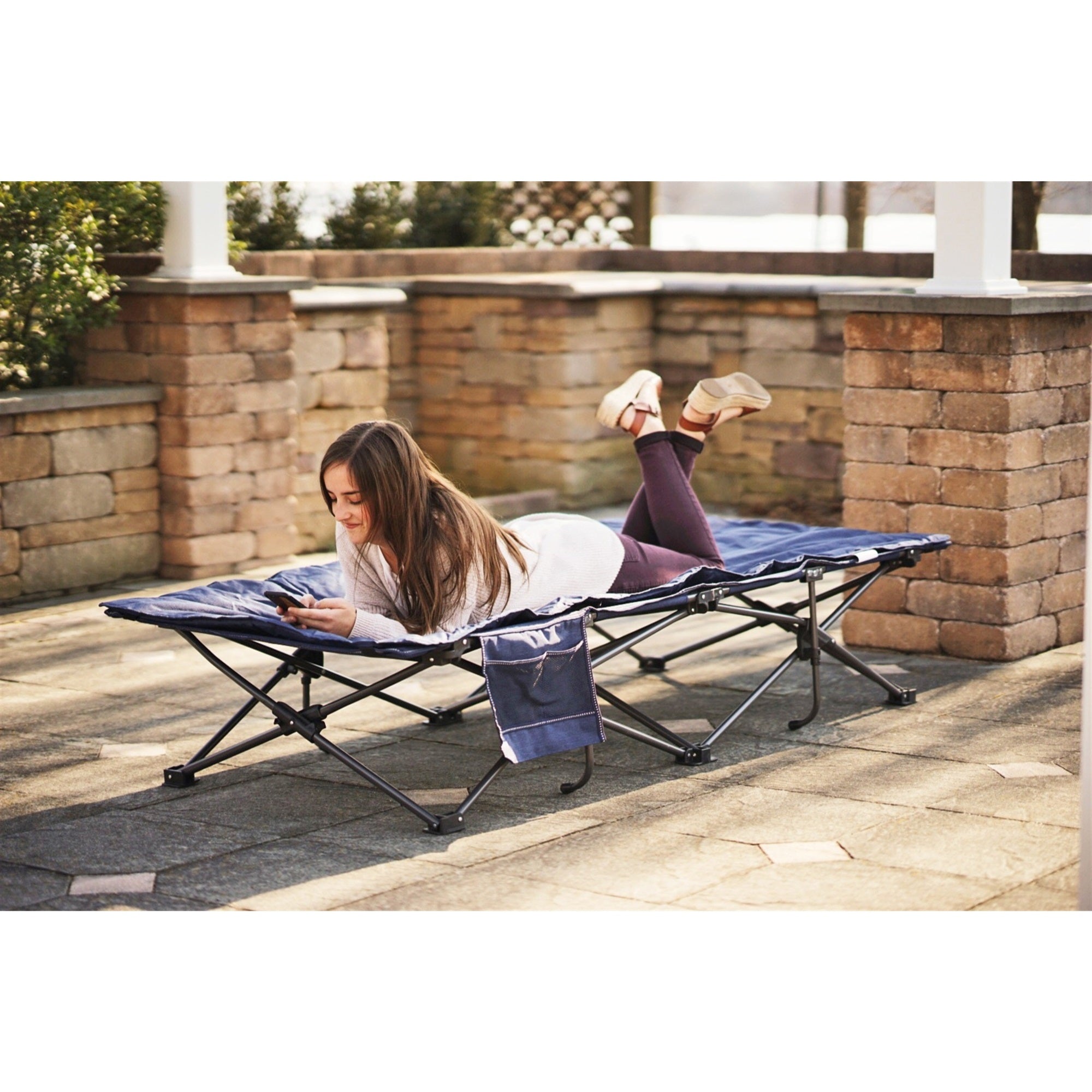 Zenithen Limited Blue Self Enclosing Portable Cot with Padding, Dark Blue, 78 Long