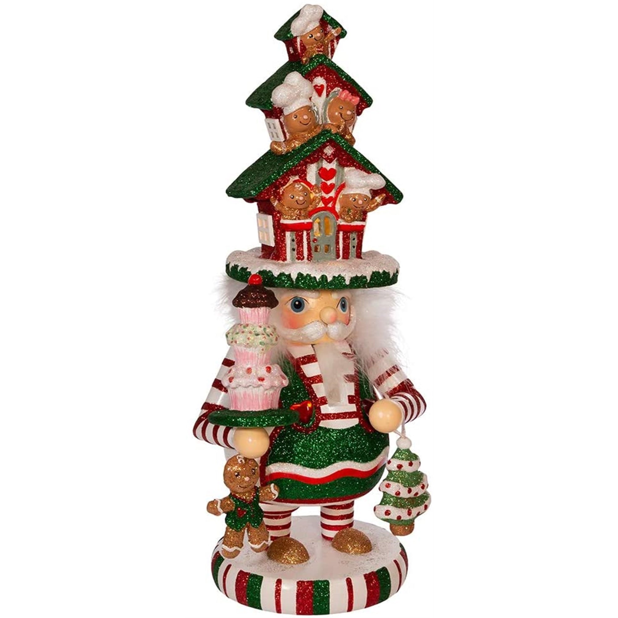Kurt Adler Hollywood Nutcracker, LED Gingerbread House Hat, 15in