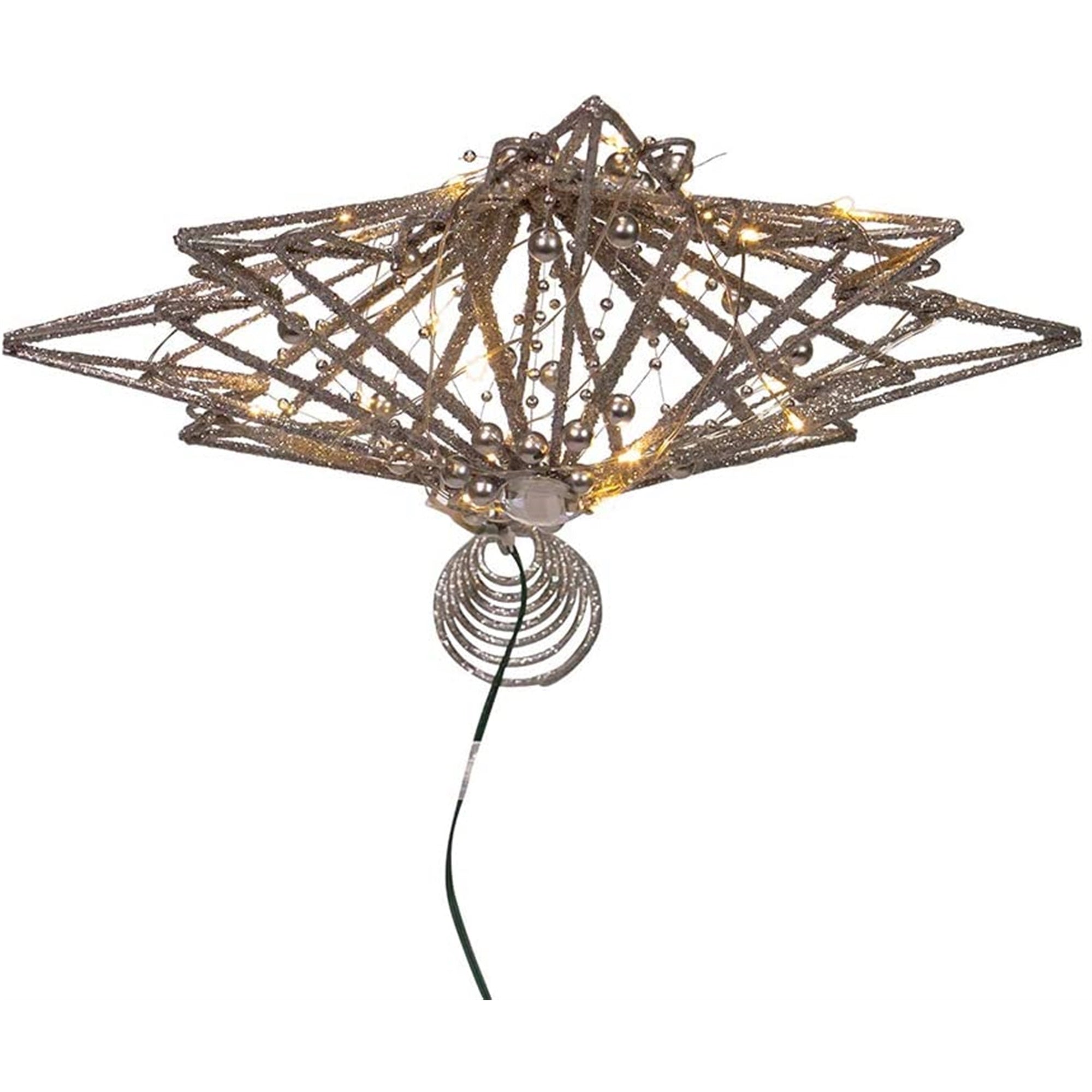 Kurt Adler (#AD2803) 30 Fairy Light Silver Star Treetop Tree Topper, 15.5"